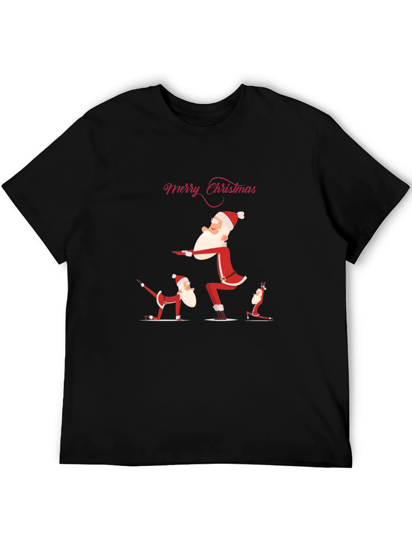 Black Yoga Santa Christmas T-Shirt view 5