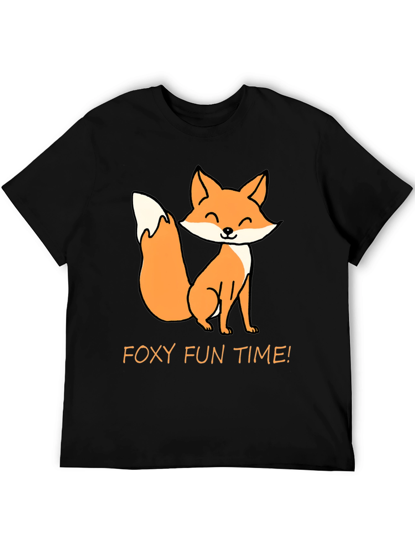 Black Foxy Fun Time T-Shirt - Cute Cartoon Fox Tee view 5