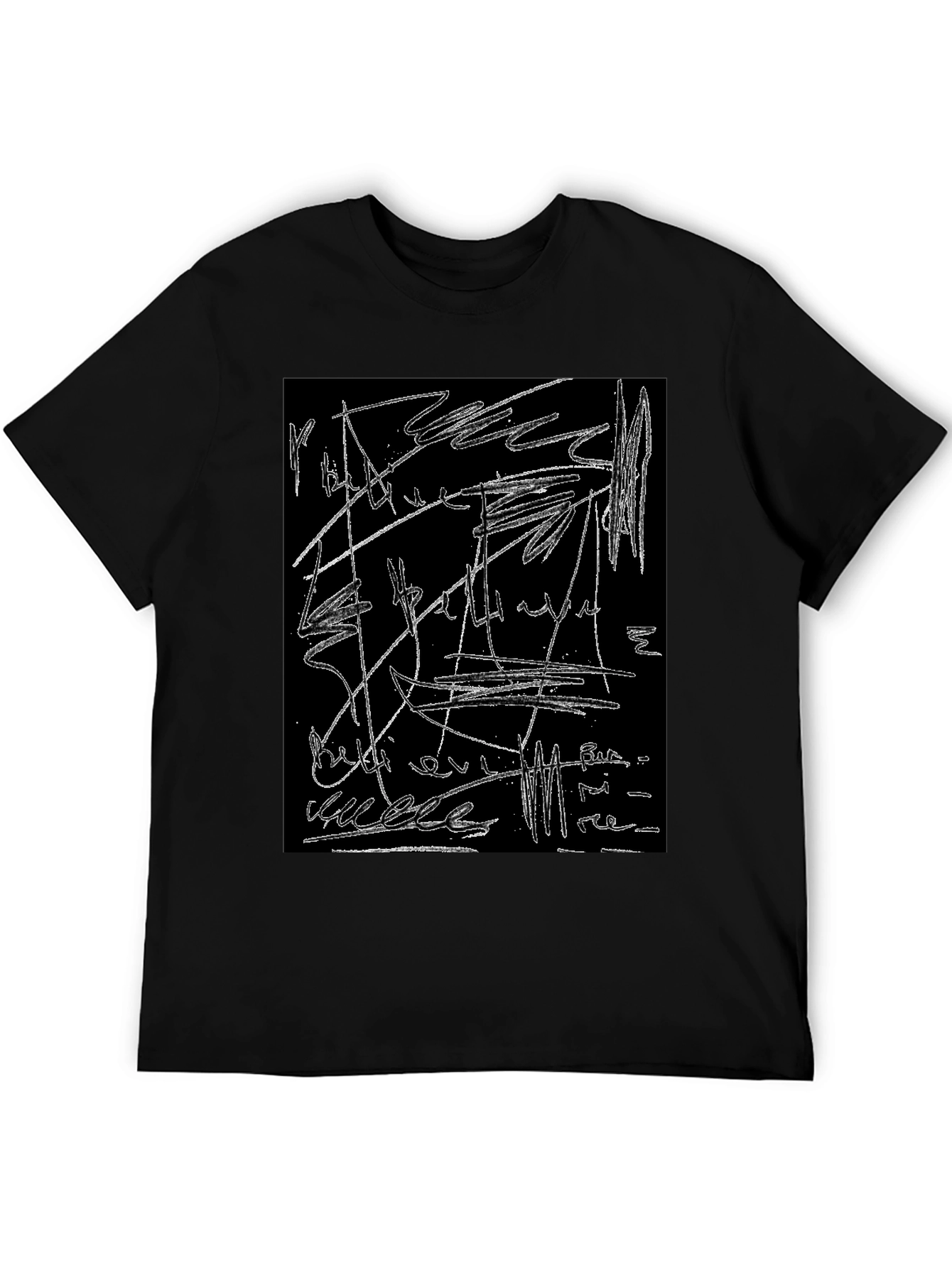 Black Abstract Scribble Graphic Black T-Shirt view 5