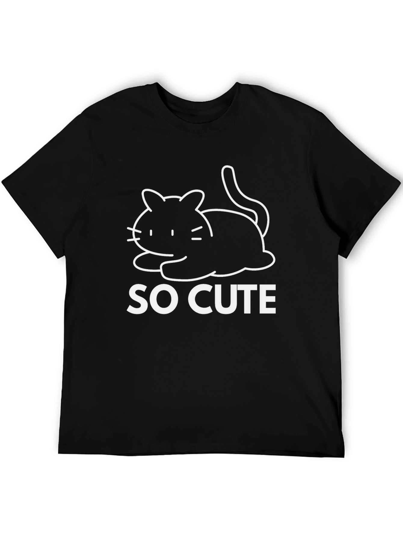 Black Cute Cat T-Shirt - "So Cute" Black Tee view 5
