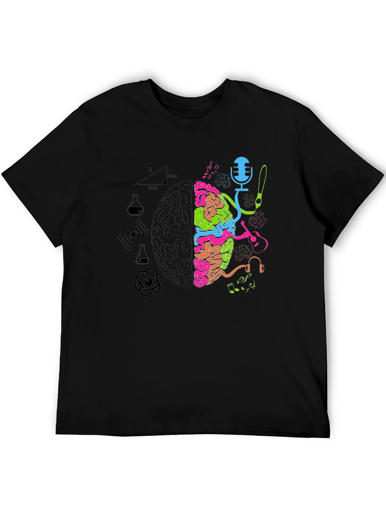Black Brain Art vs Science T-Shirt view 5