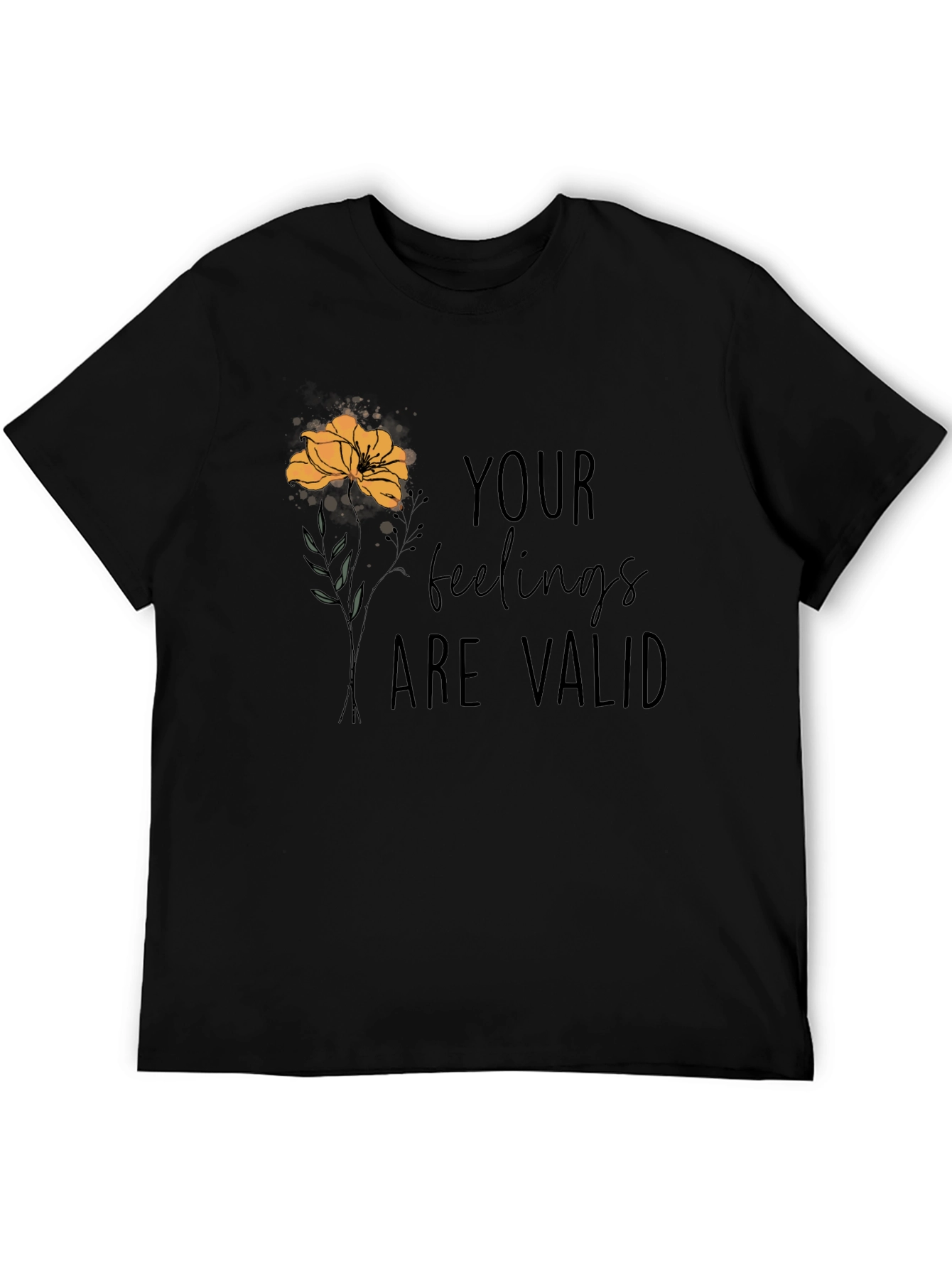 Black Valid Feelings Graphic Black Tee view 5
