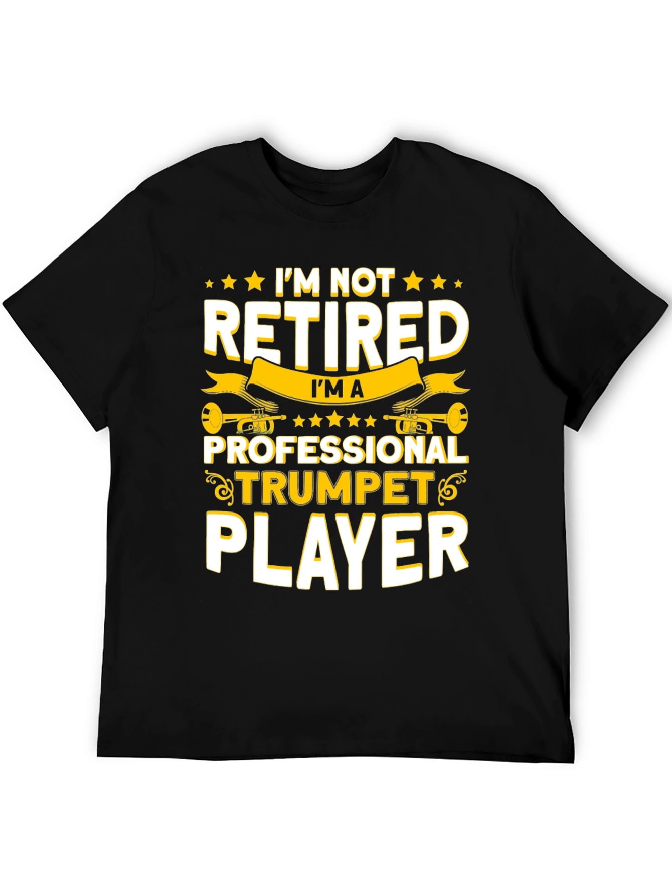 Black I'm Not Retired Trumpet Player T-Shirt view 5