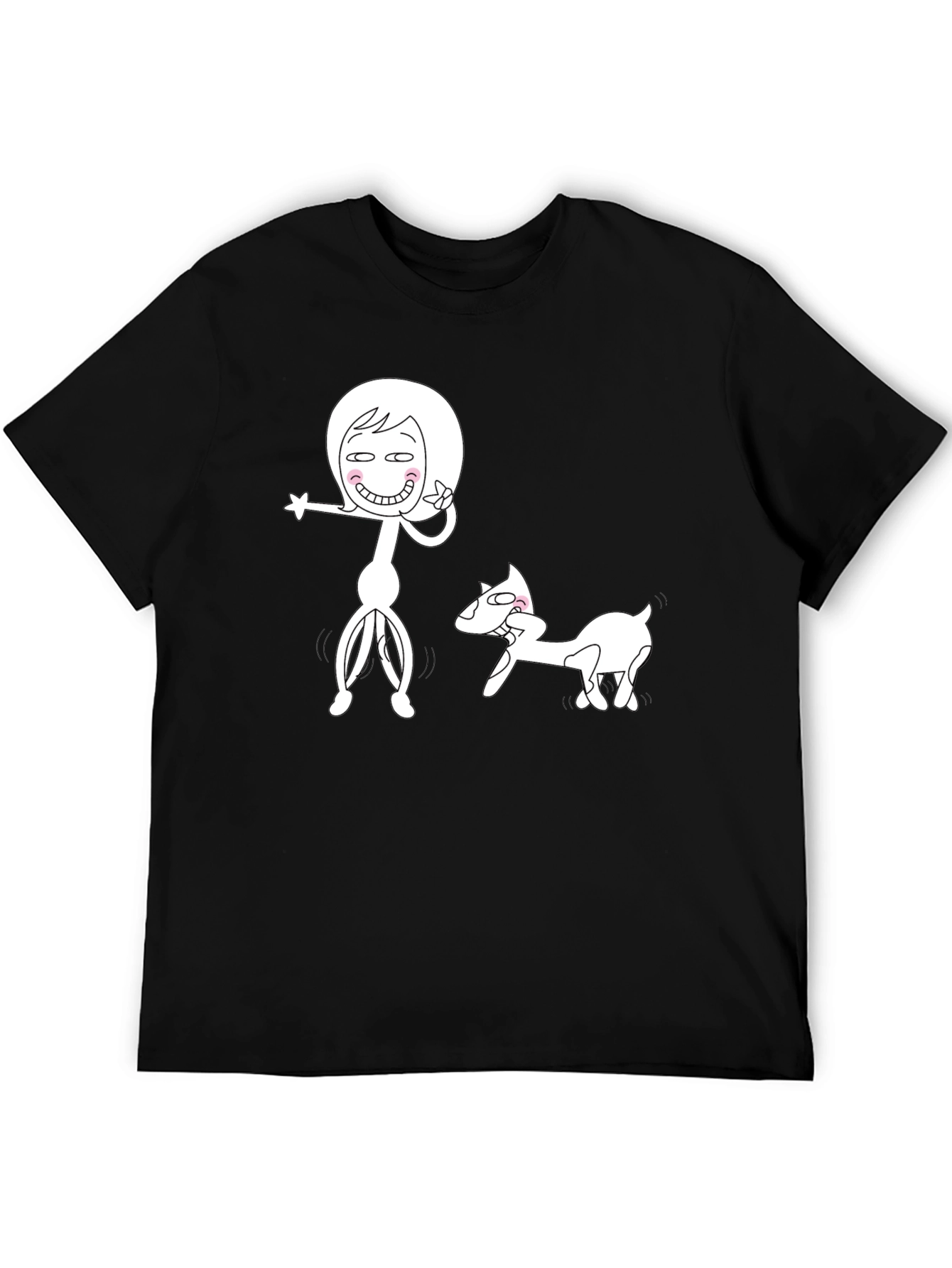 Black Funny Cartoon Graphic Black T-Shirt view 5