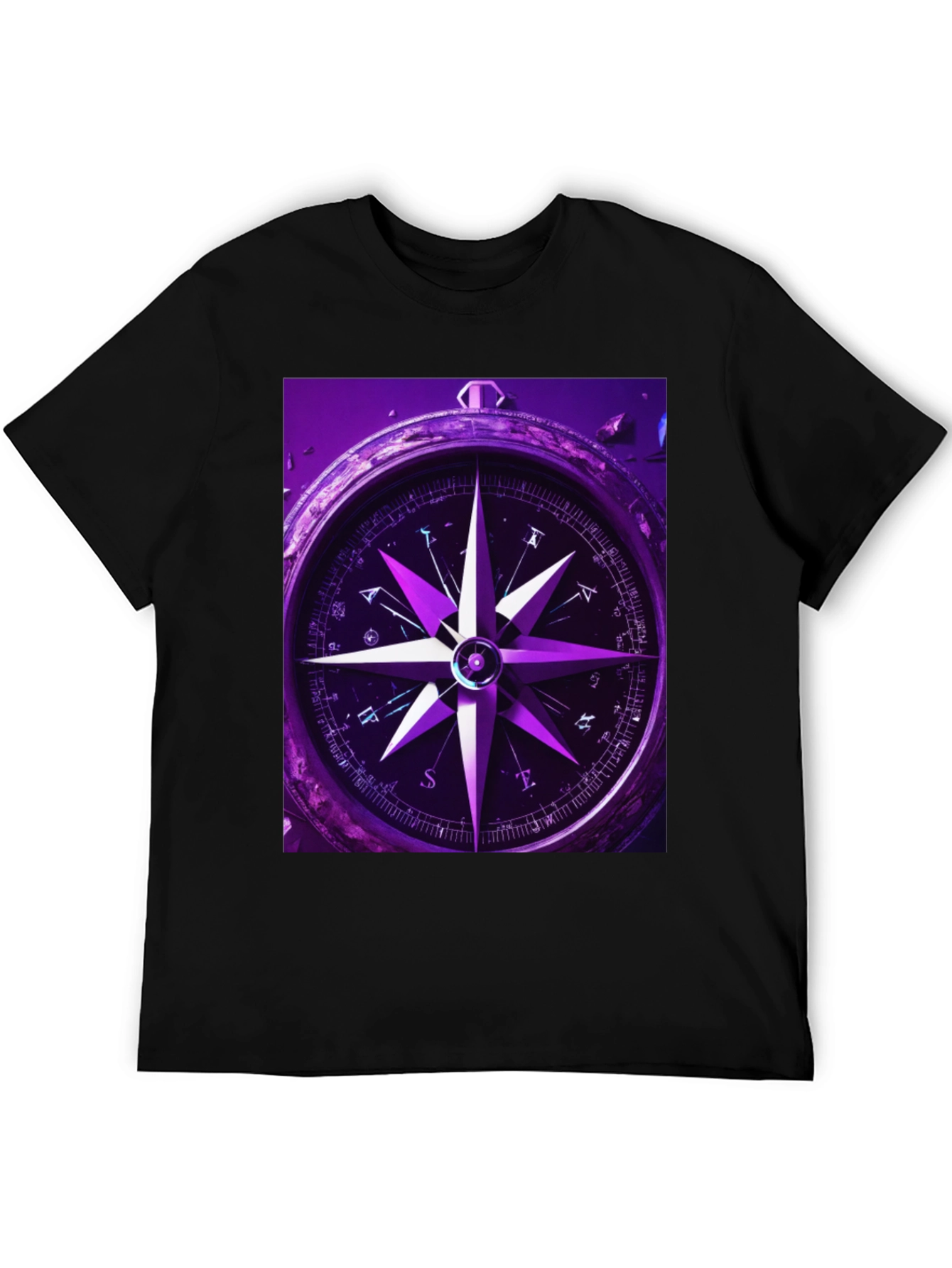 Black Compass Graphic T-Shirt - Black Cotton Tee view 5
