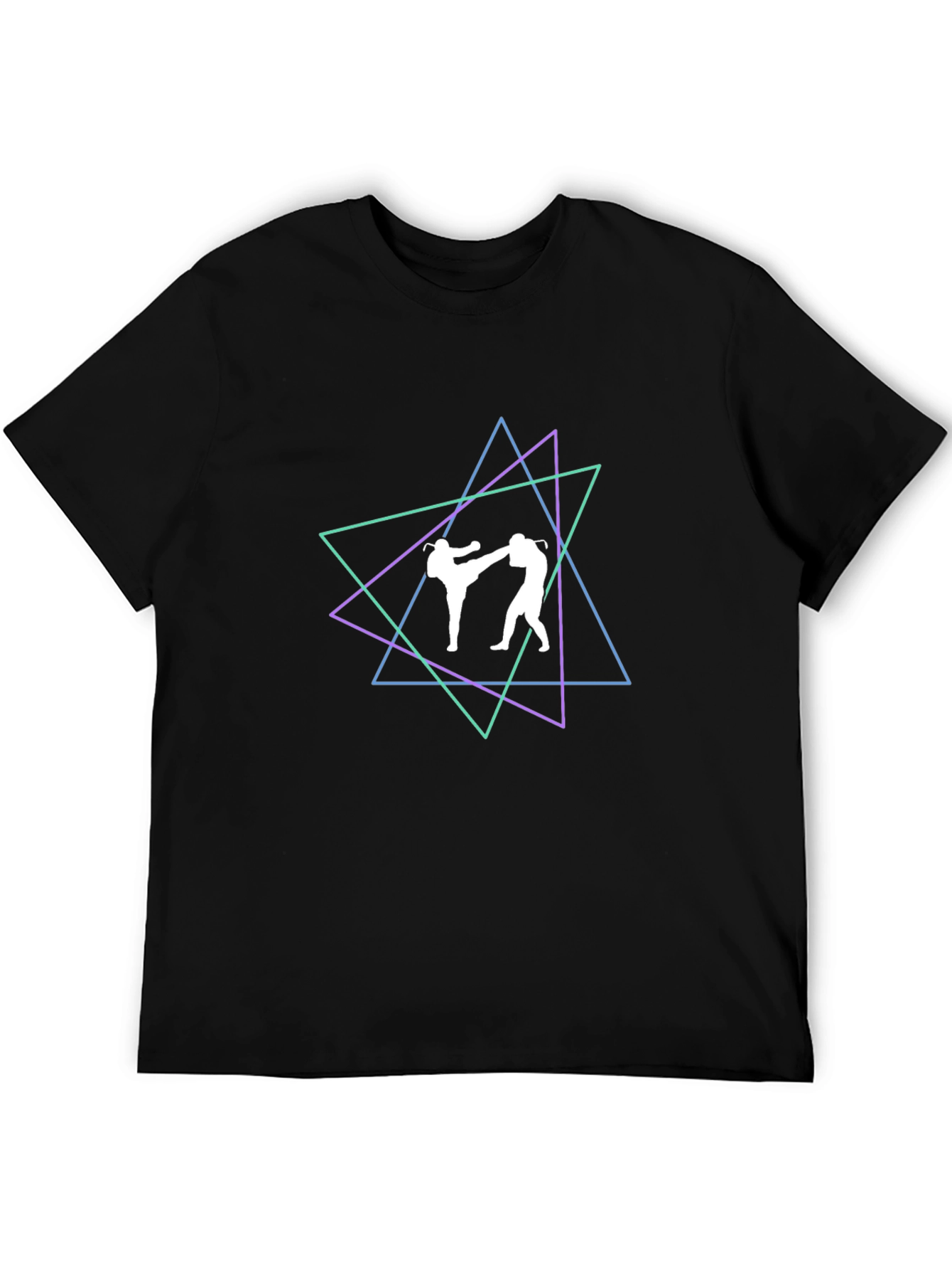 Black Geometric Martial Arts Graphic T-Shirt view 5
