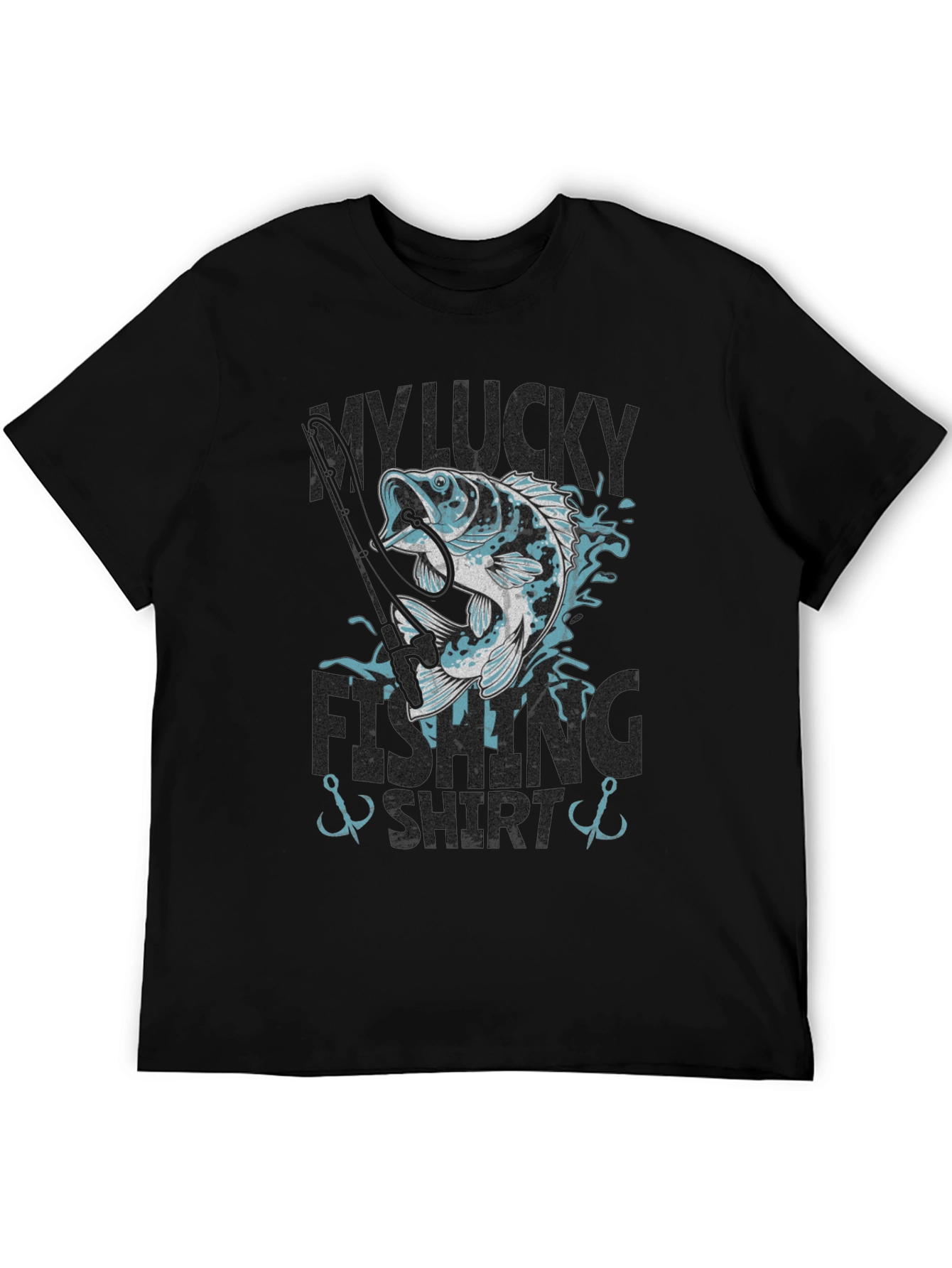 Black My Lucky Fishing Shirt - Graphic Tee for Anglers view 5