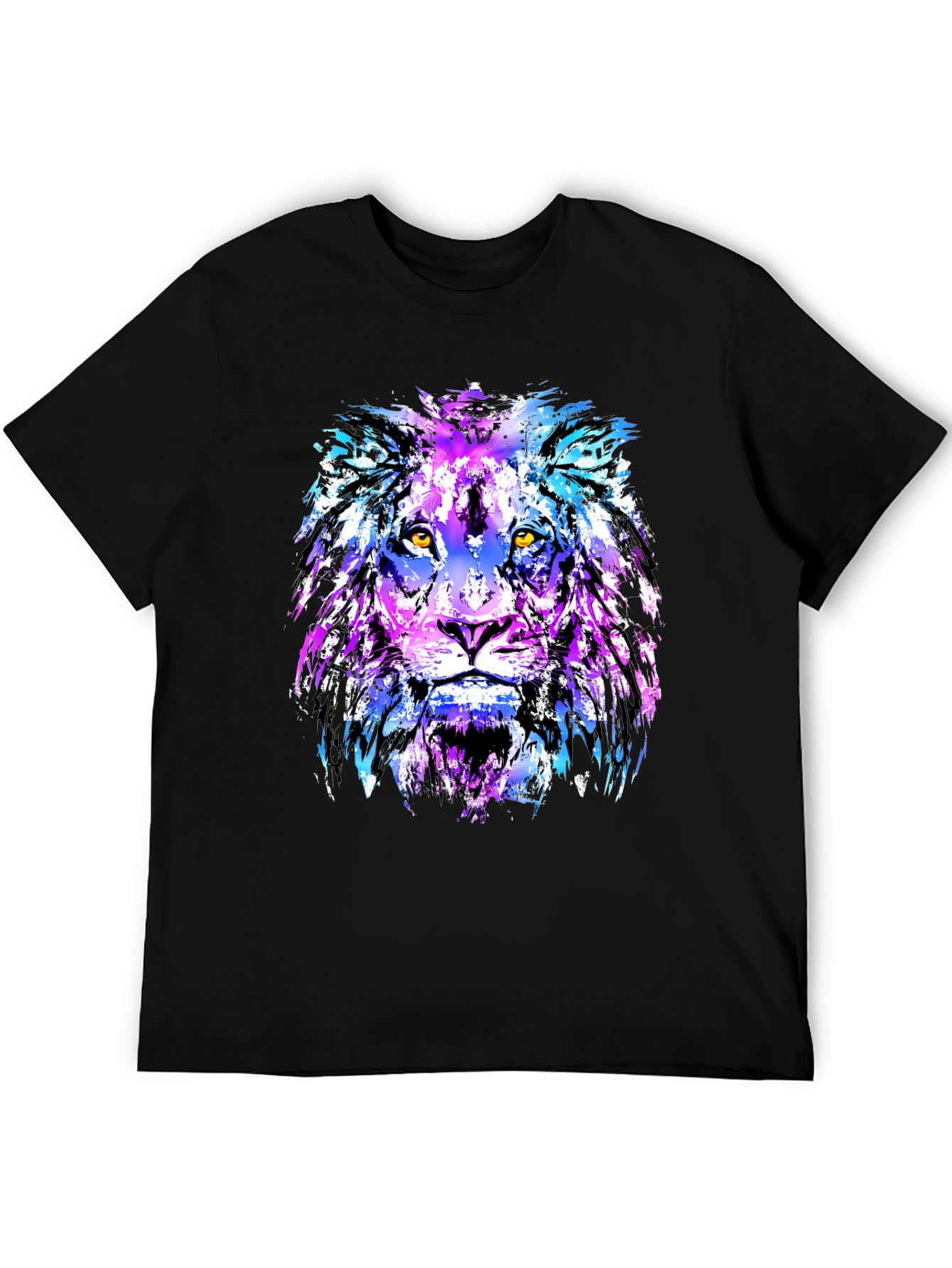Black Vivid Lion Graphic Tee - Men's Black T-Shirt view 5
