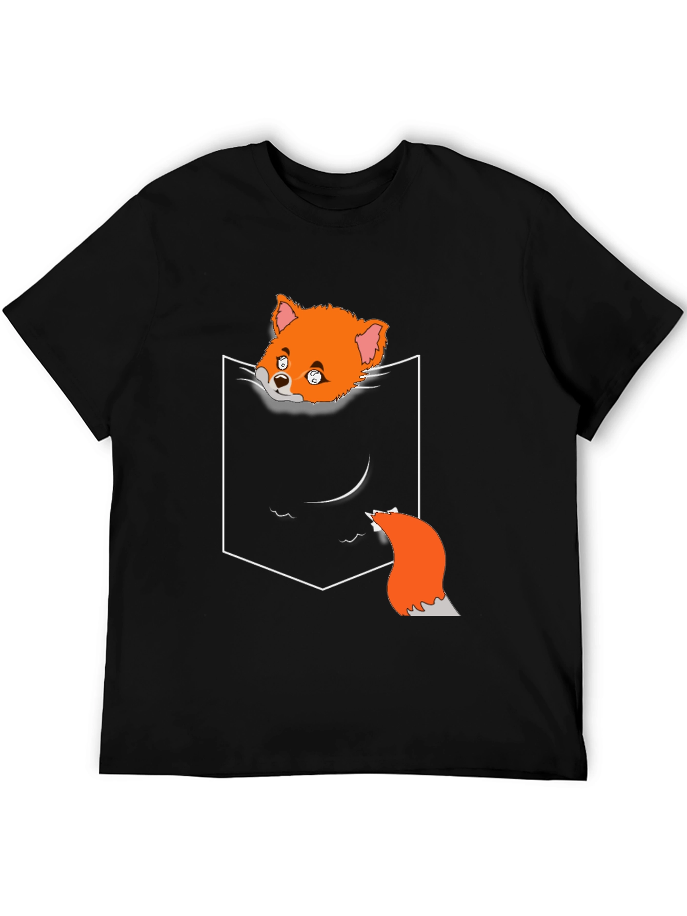 Black Fox in Pocket Graphic T-Shirt view 5