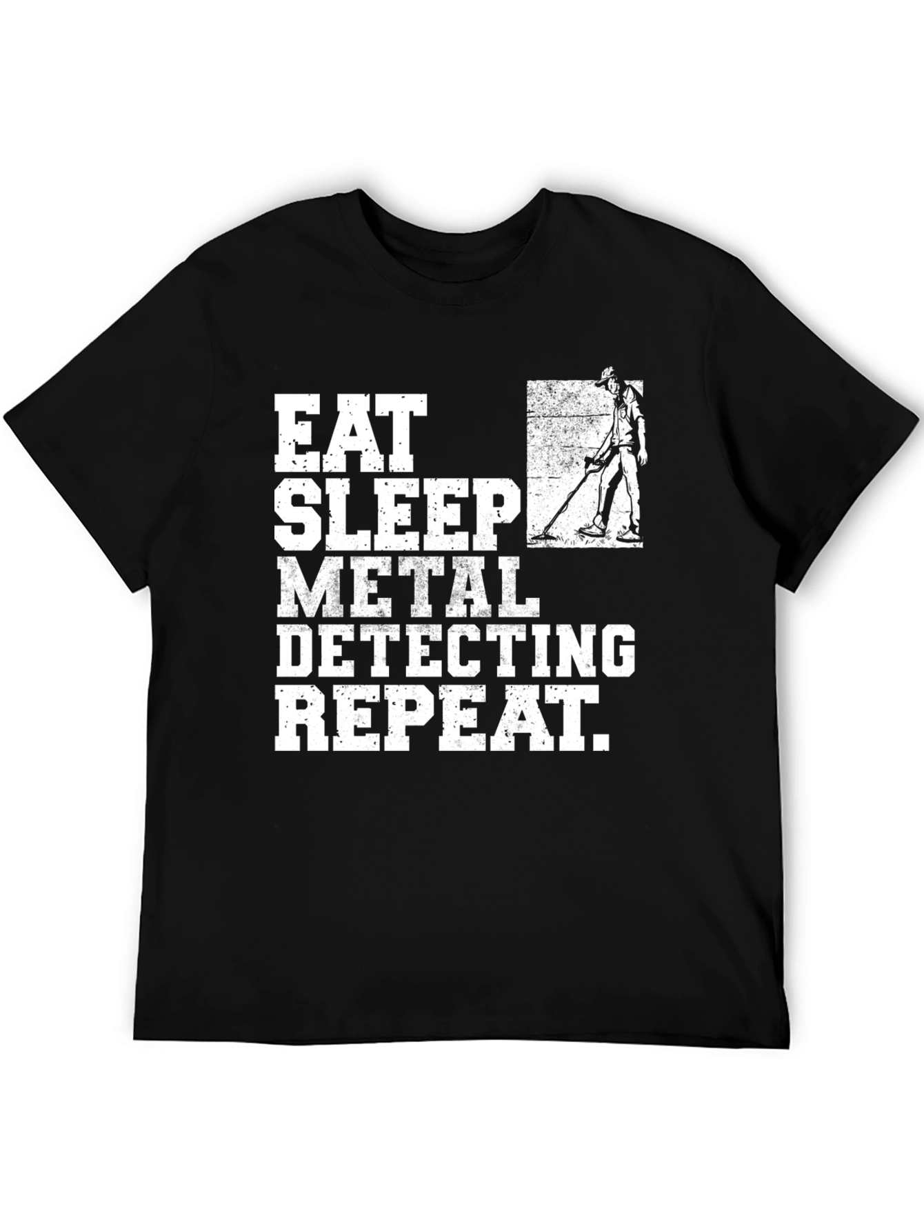 Black Eat Sleep Metal Detecting Repeat T-Shirt view 5