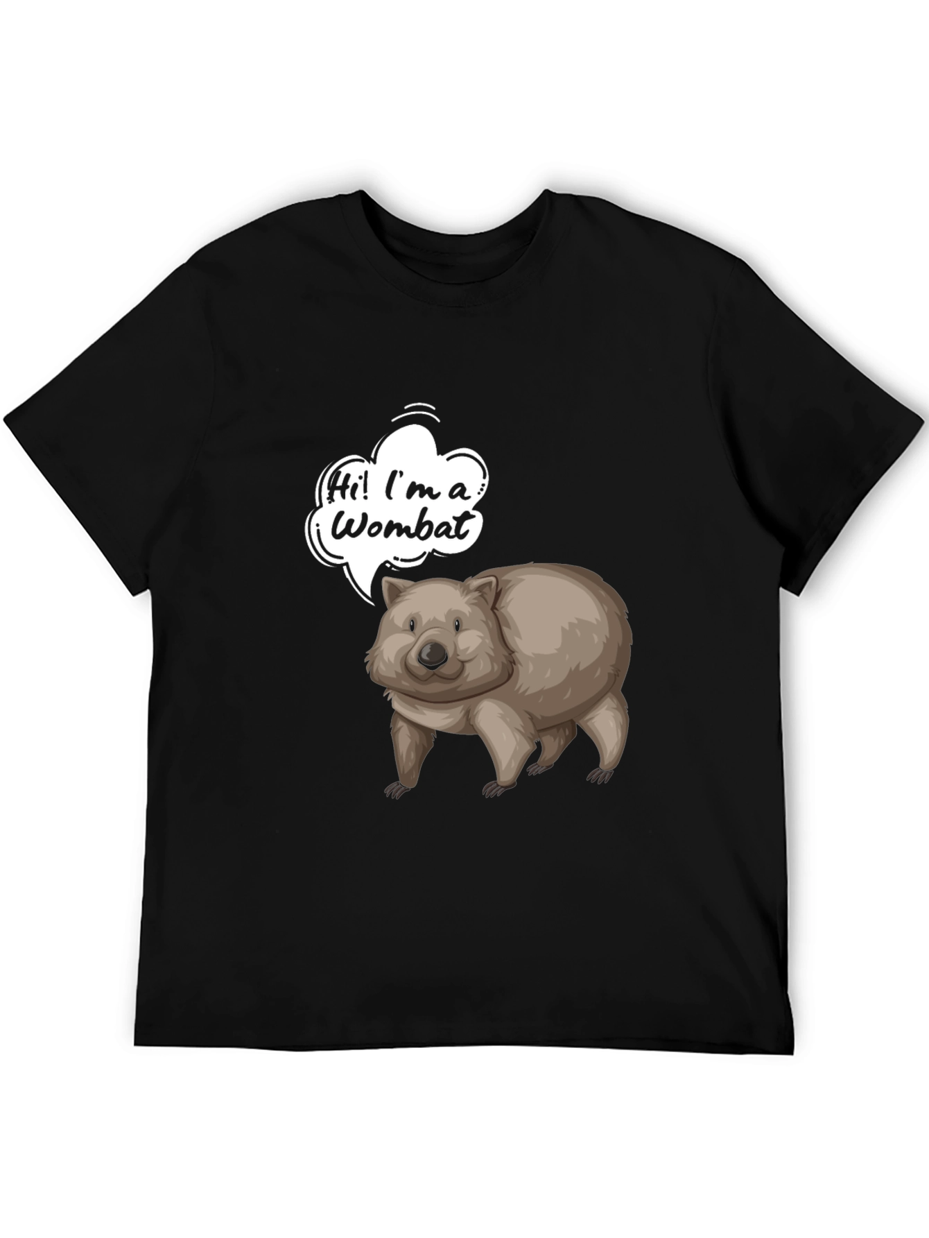 Black Wombat T-Shirt - Cartoon Animal Graphic Tee view 5