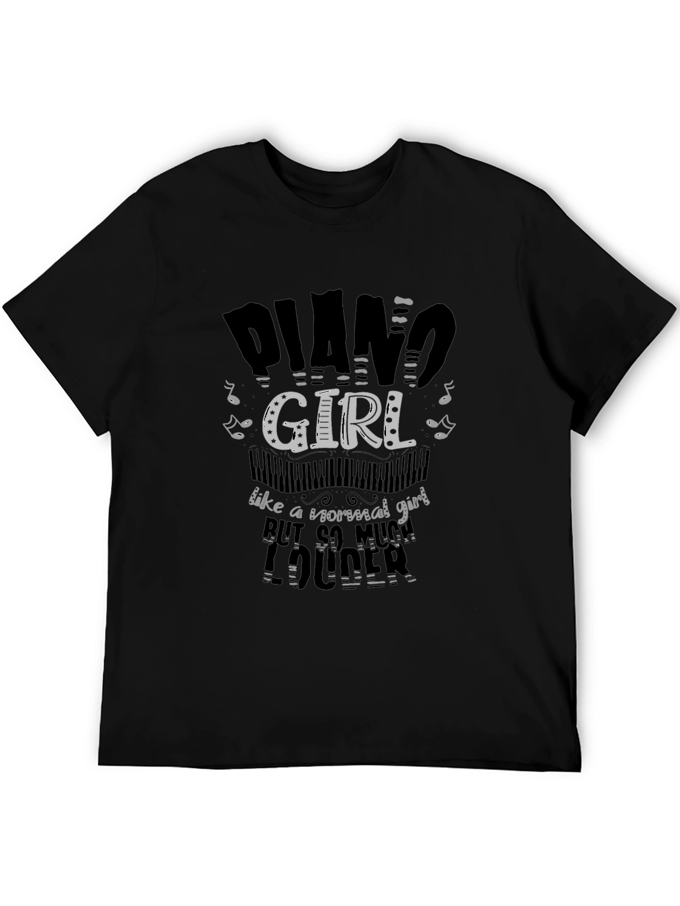 Black Piano Girl T-Shirt - Musical Humor Tee view 5