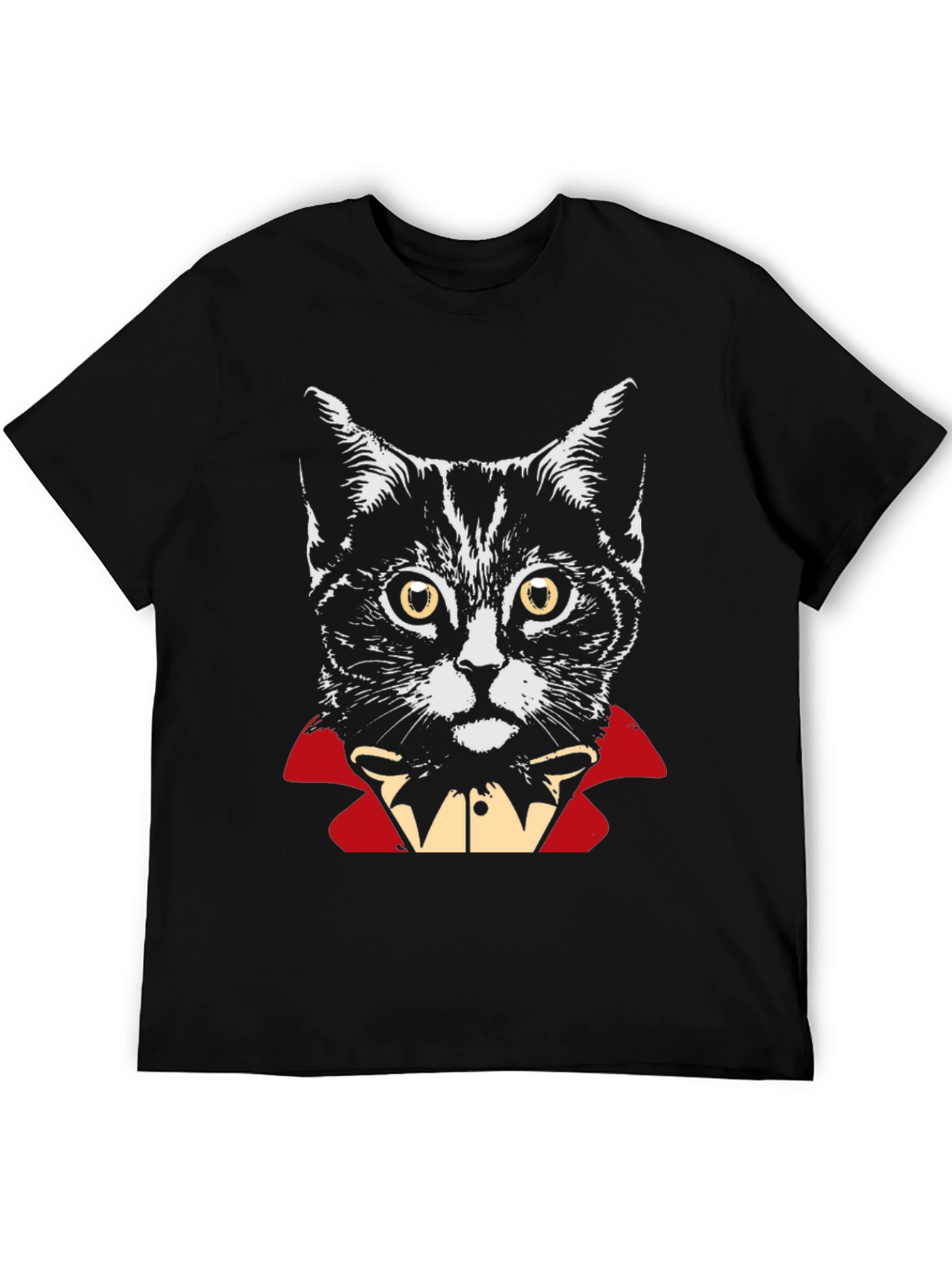 Black Vampire Cat Graphic T-Shirt - Halloween Costume Tee view 5