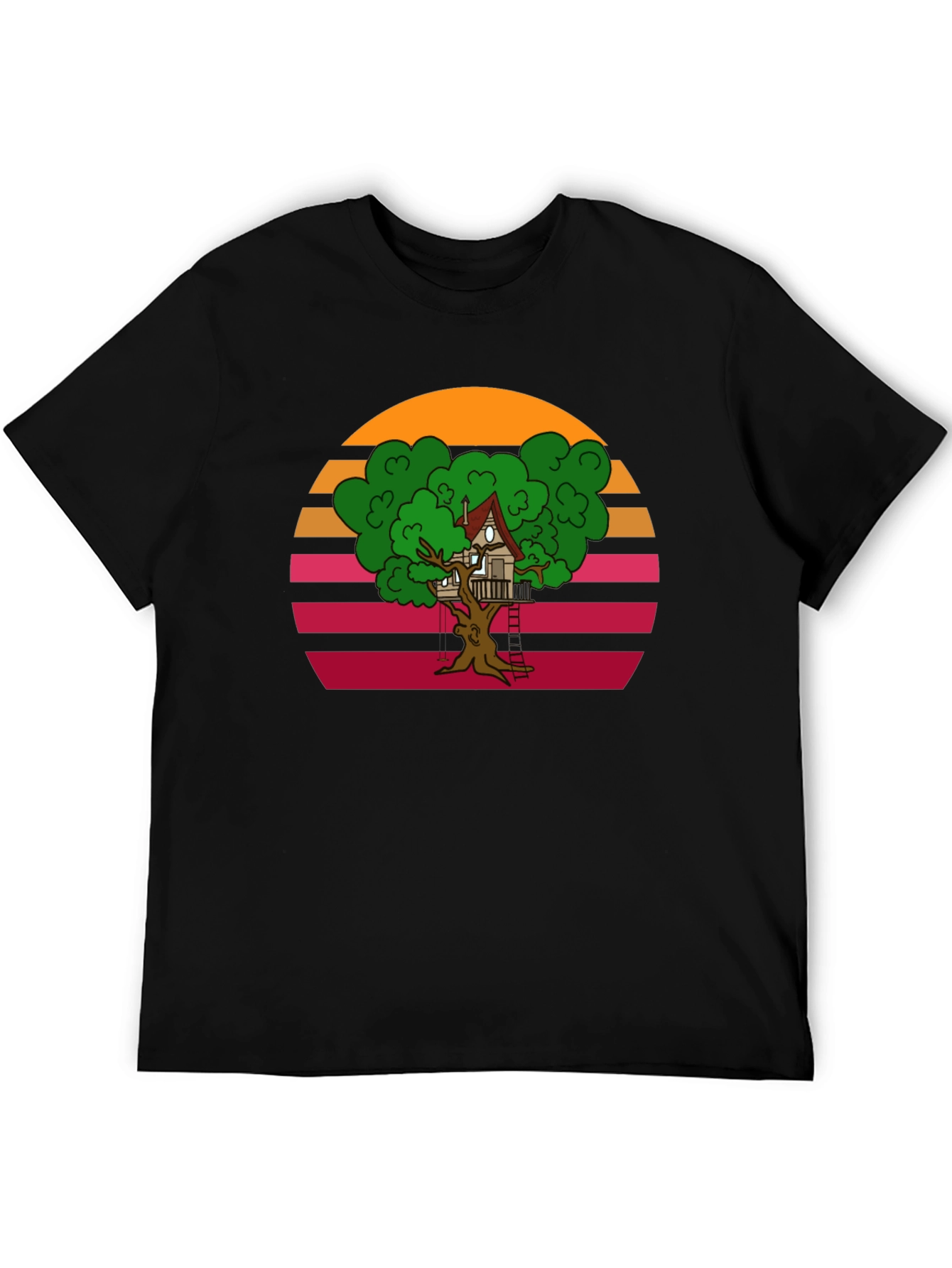 Black Retro Treehouse Graphic Tee view 5