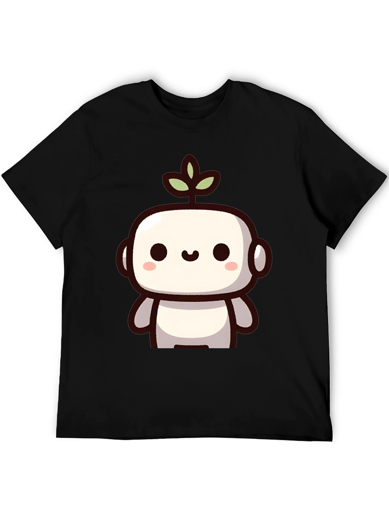 Black Cute Robot Plant Graphic T-Shirt view 5