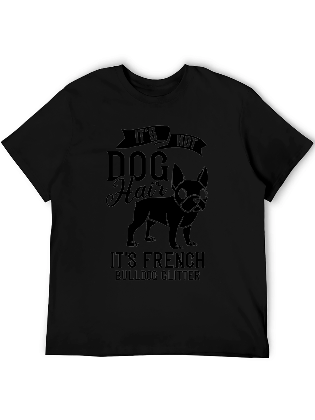 Black Funny French Bulldog Glitter T-Shirt view 5