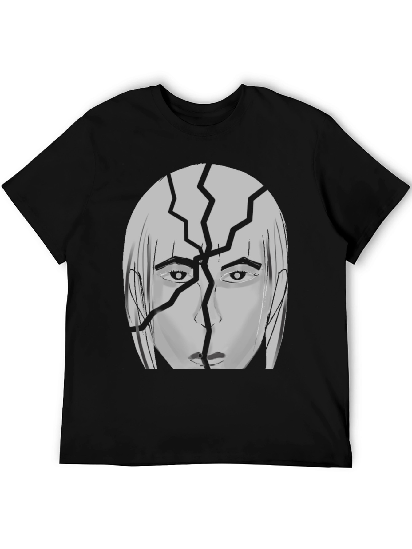 Black Cracked Head Graphic Print T-Shirt view 5