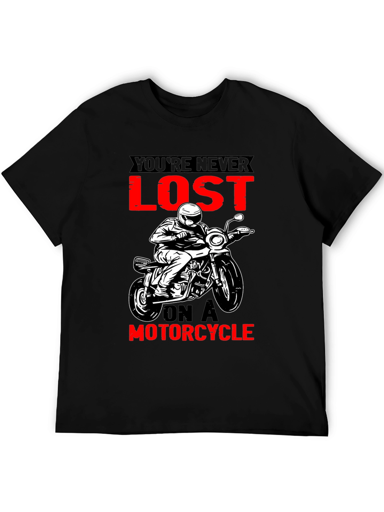 Black Motorcycle T-Shirt - You're Never Lost Design view 5