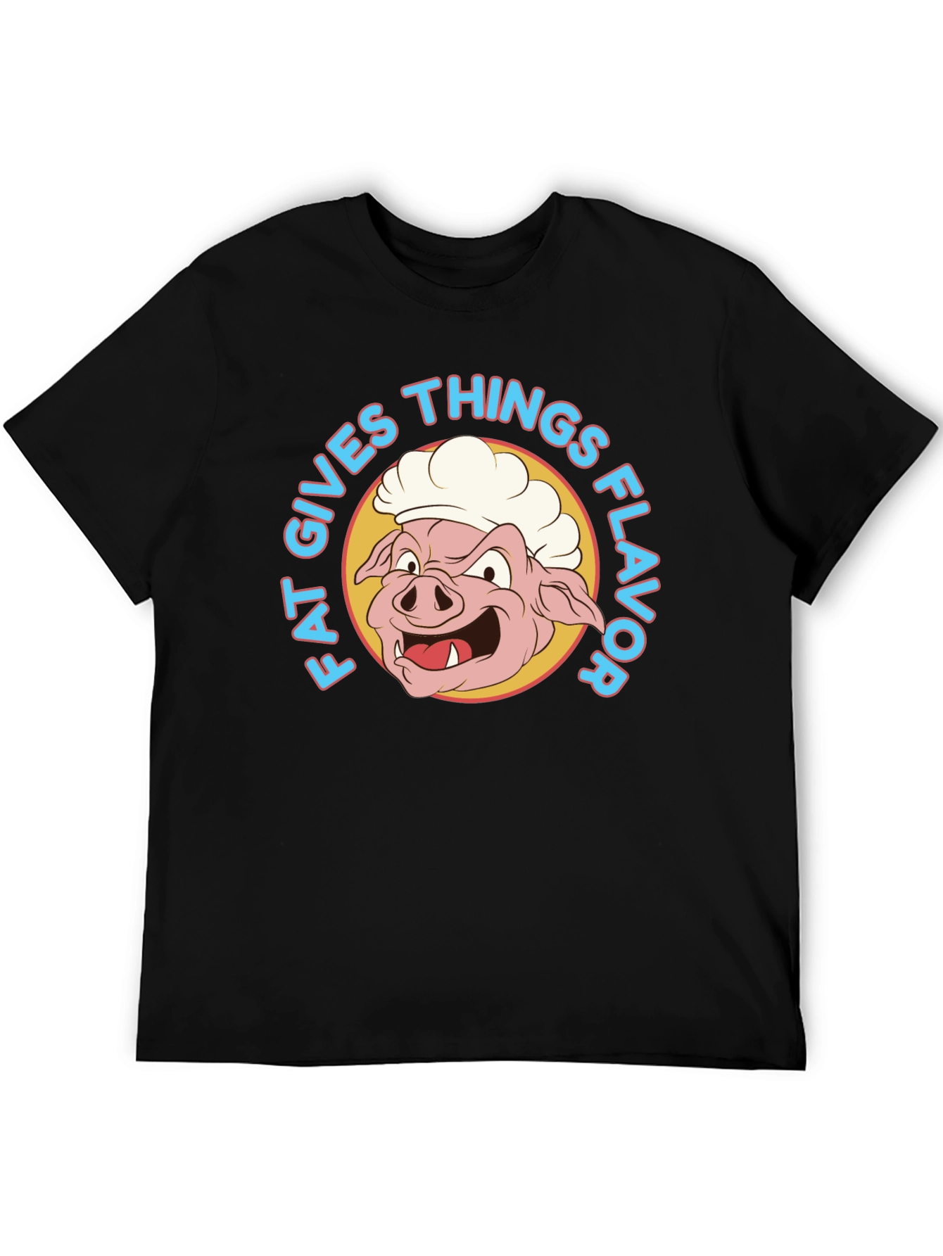 Black Funny Fat Gives Things Flavor Pig Chef T-Shirt view 5