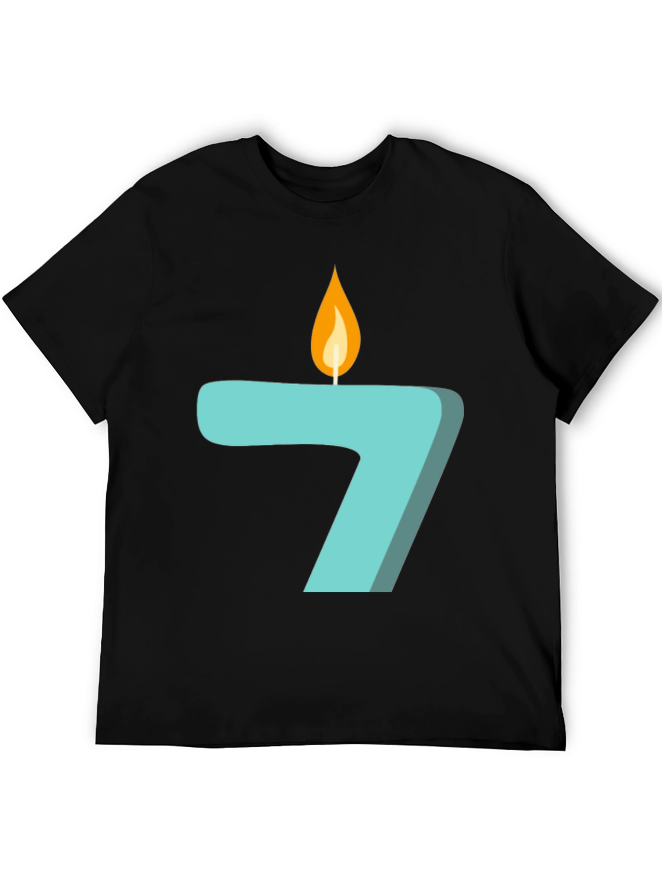 Black Number 7 Birthday Candle Graphic T-Shirt view 5