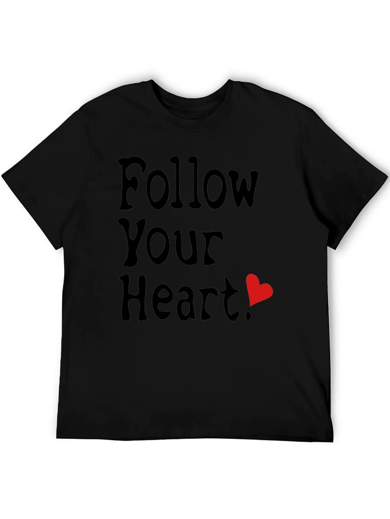 Black Follow Your Heart T-Shirt - Black Casual Tee view 5