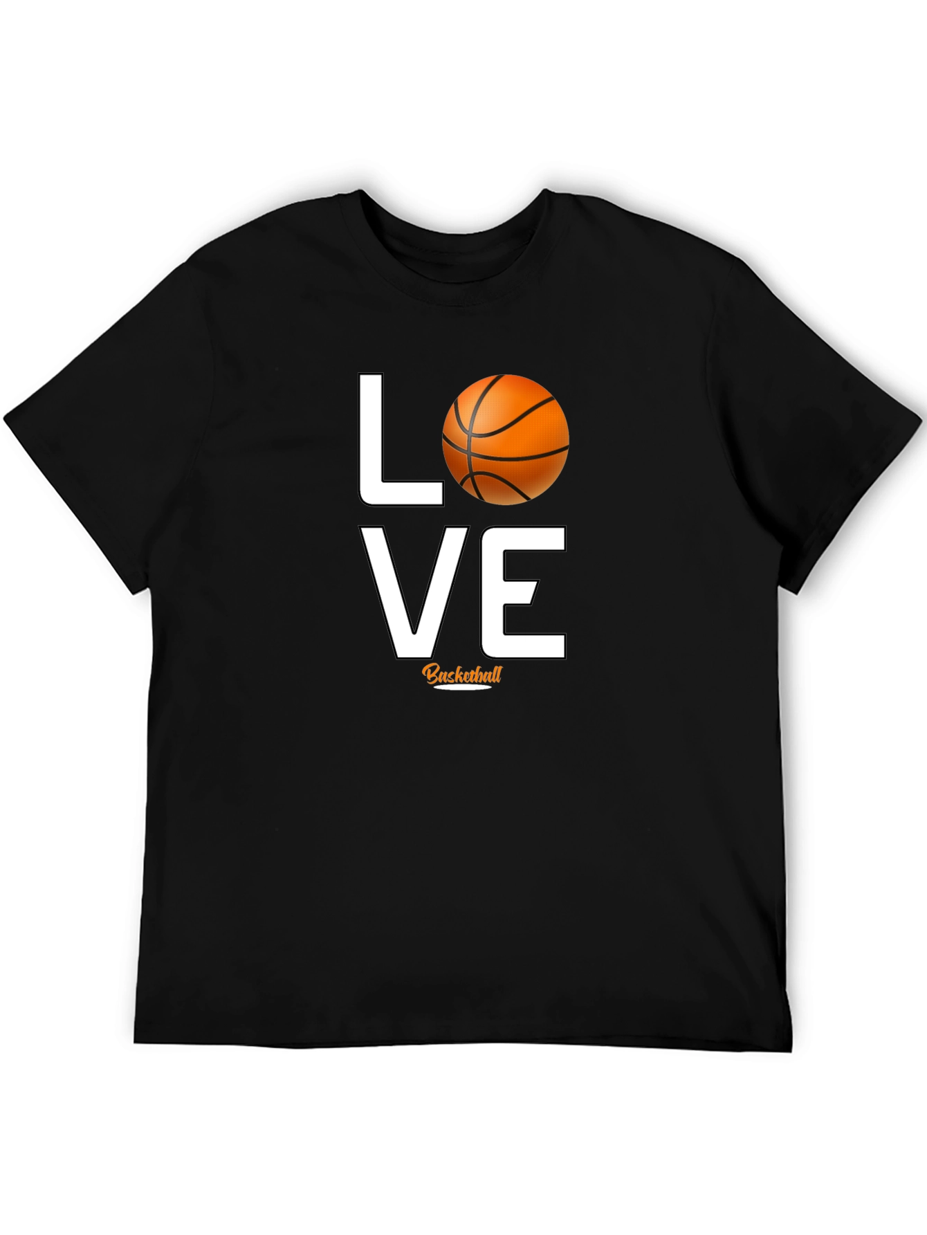 Black Love Basketball Graphic Tee - Black Cotton T-Shirt view 5