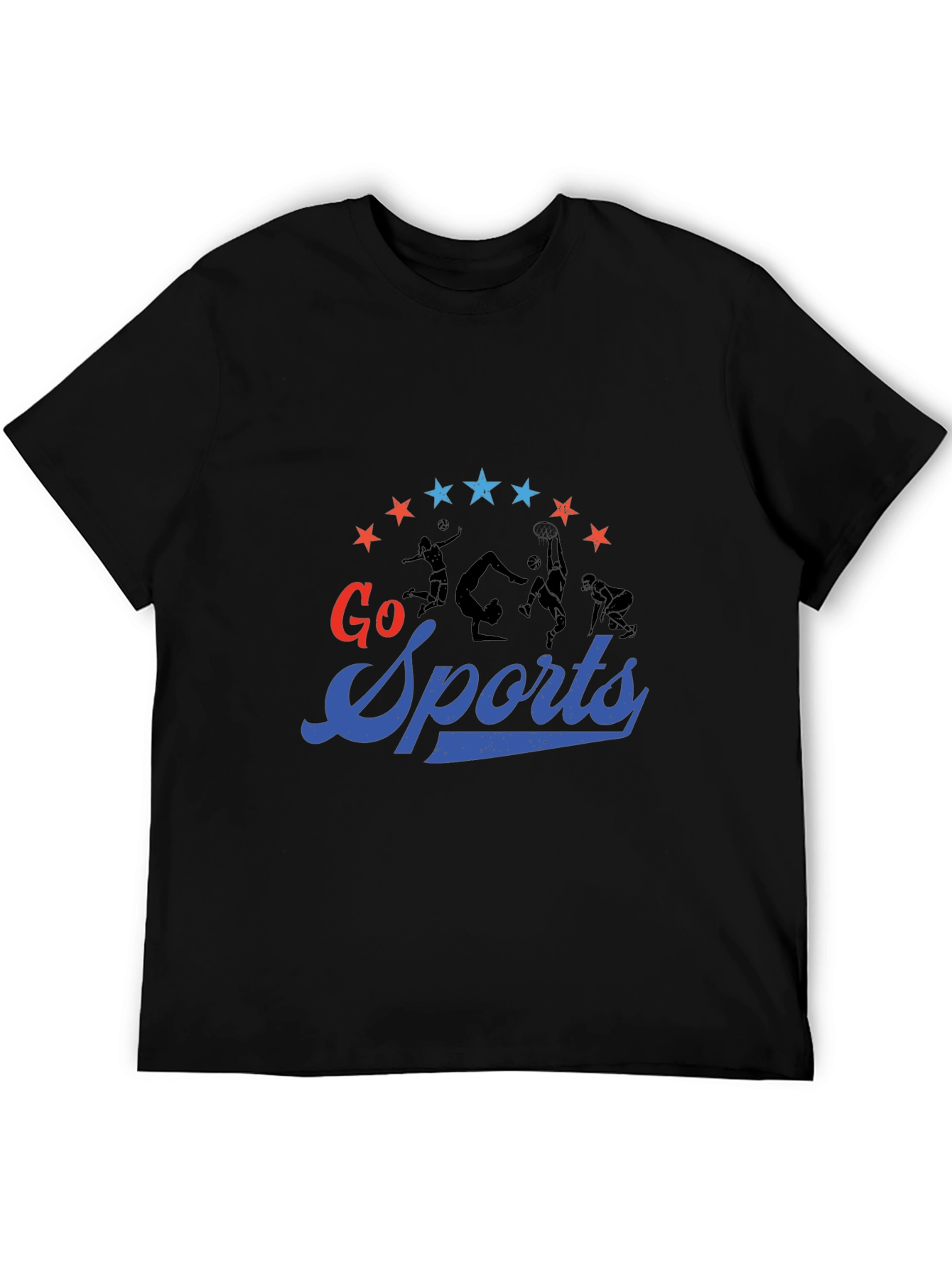 Black Go Sports Graphic Tee - Black Cotton T-Shirt view 5