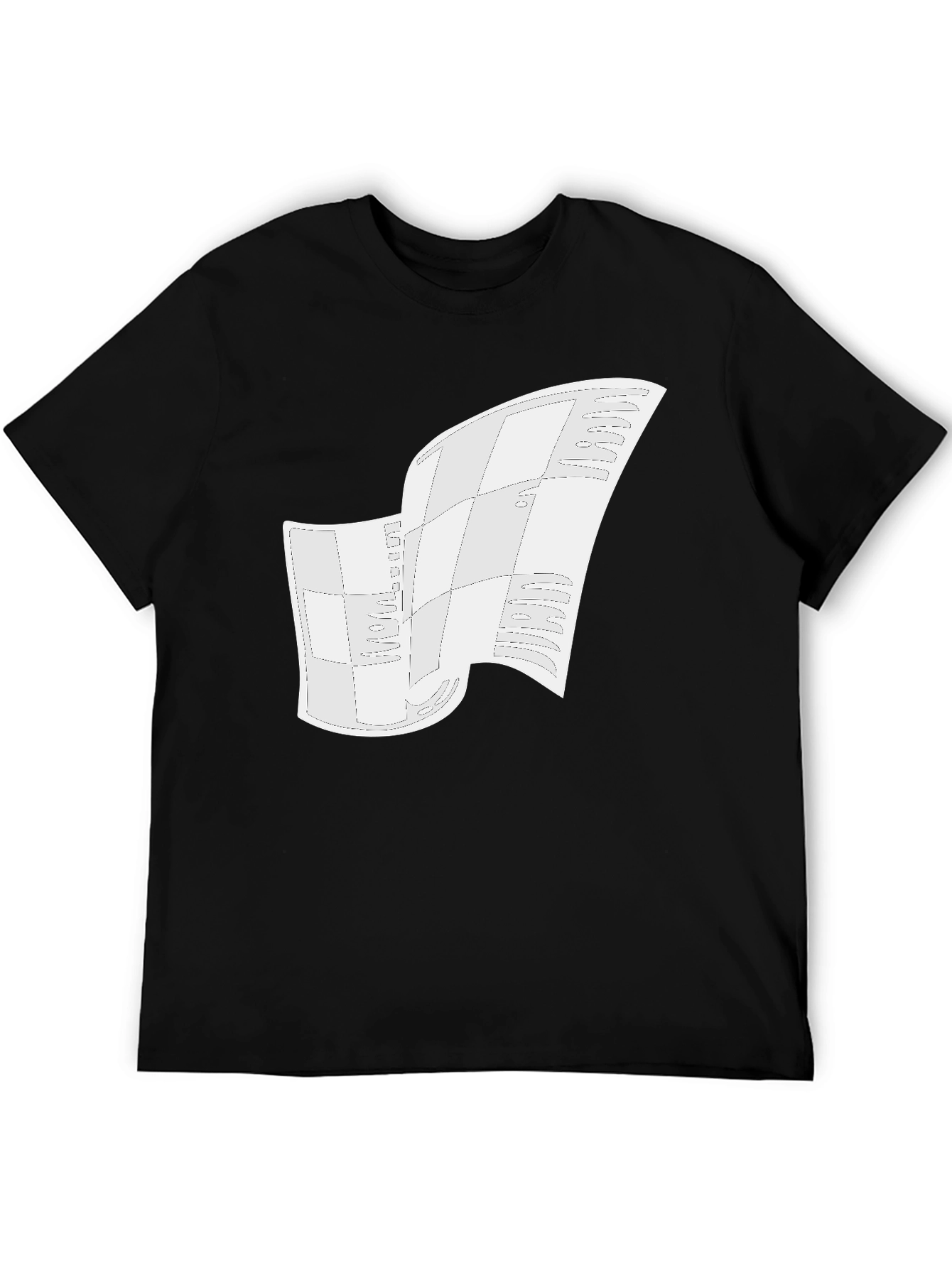 Black Modern Abstract Graphic Tee - Black Cotton Blend view 5
