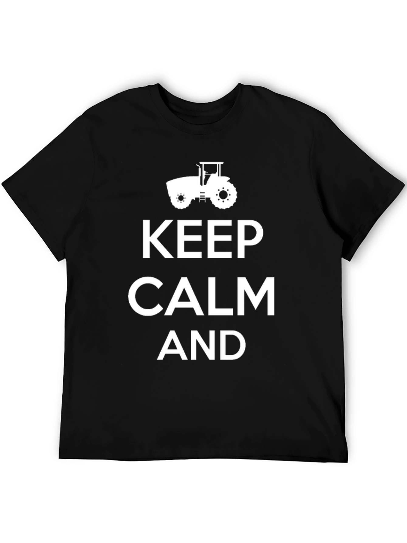 Black Keep Calm Tractor Black T-Shirt view 5