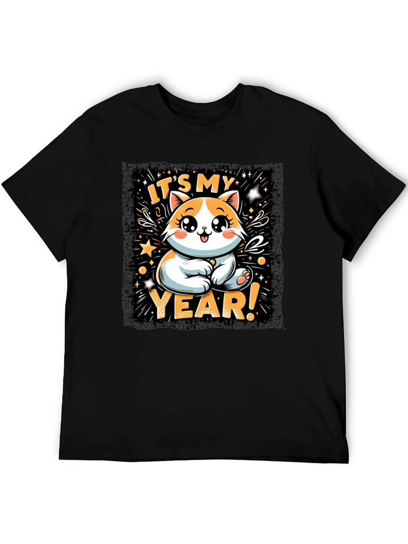 Black Cute Cat Year T-Shirt view 5
