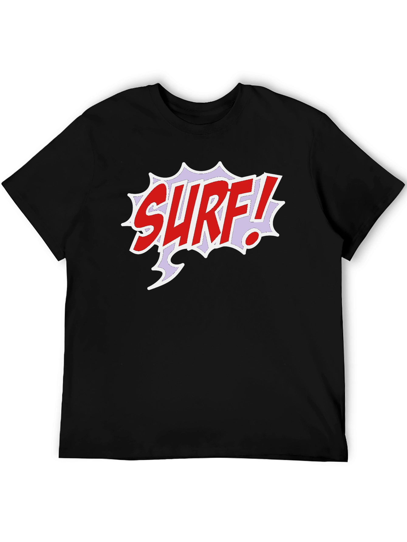 Black Surf Comic Style Black T-Shirt view 5