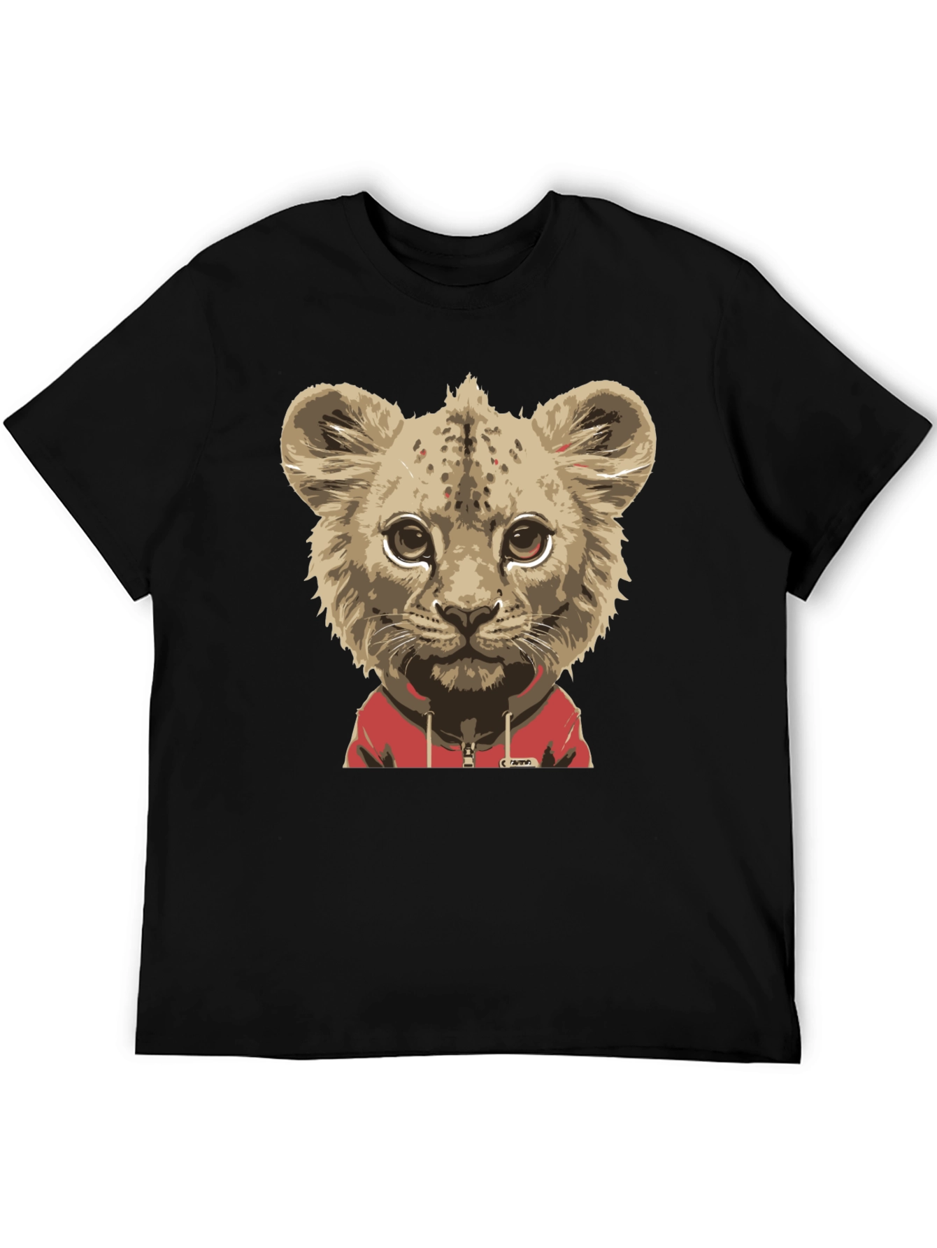 Black Lion Cub Hoodie T-Shirt - Cool Animal Tee view 5