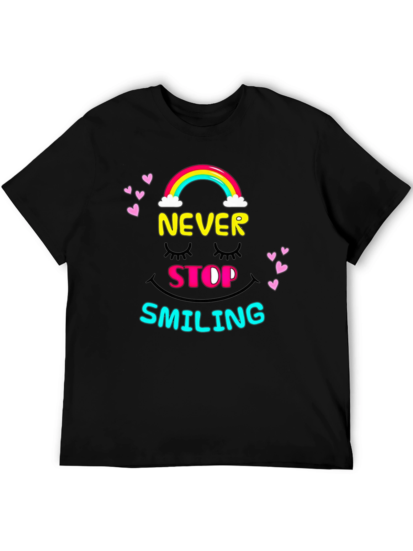 Black Never Stop Smiling Graphic Tee - Black view 5