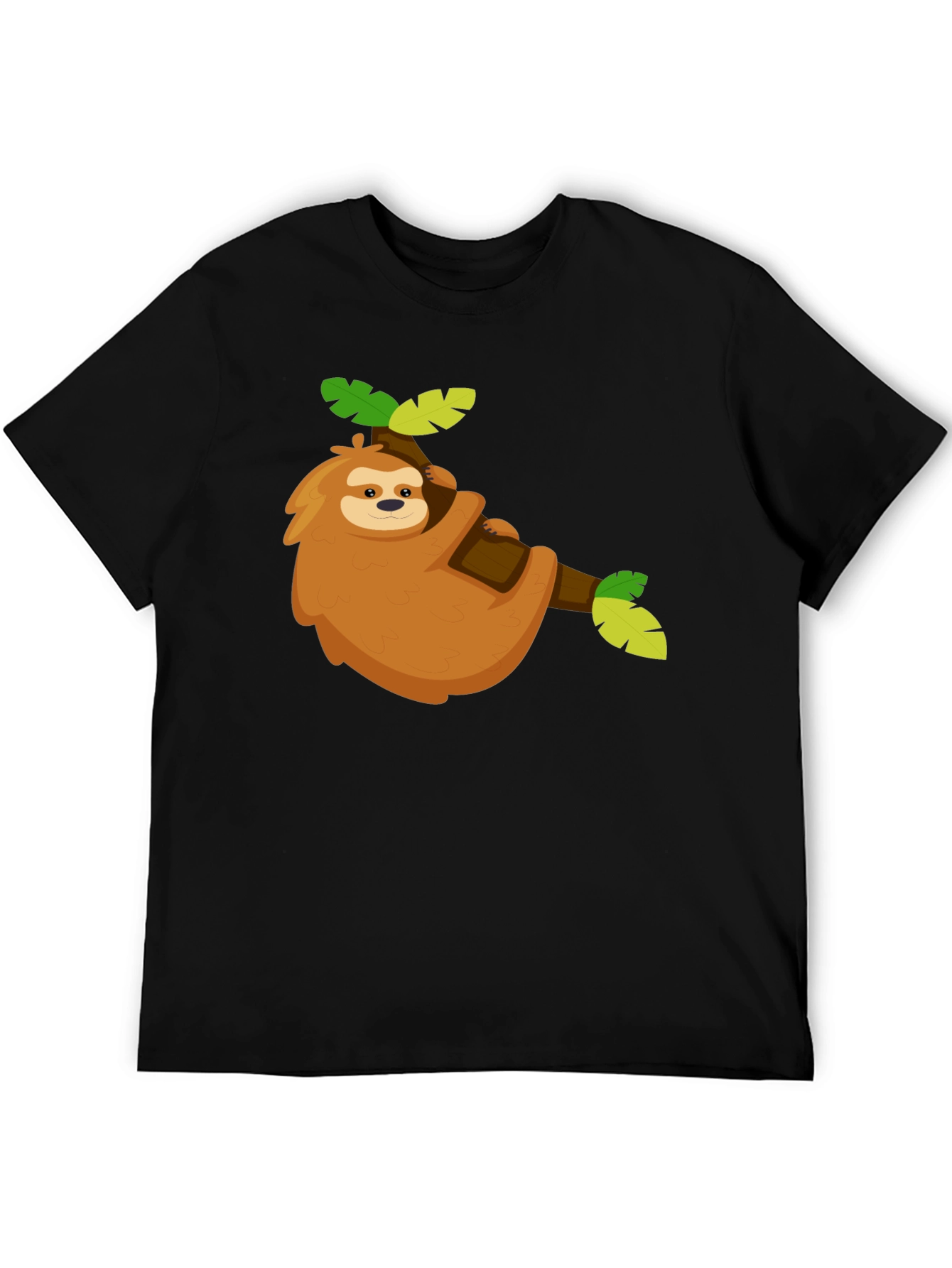 Black Cute Sloth Graphic Tee - Relaxed & Fun view 5