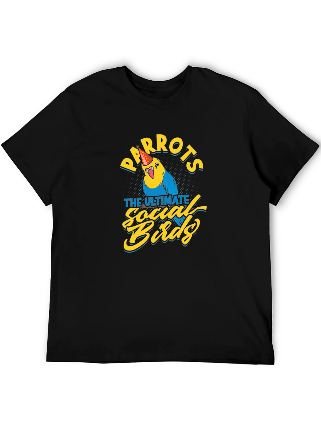 Black Parrots Social Birds Graphic Tee - Unisex Black T-Shirt view 5