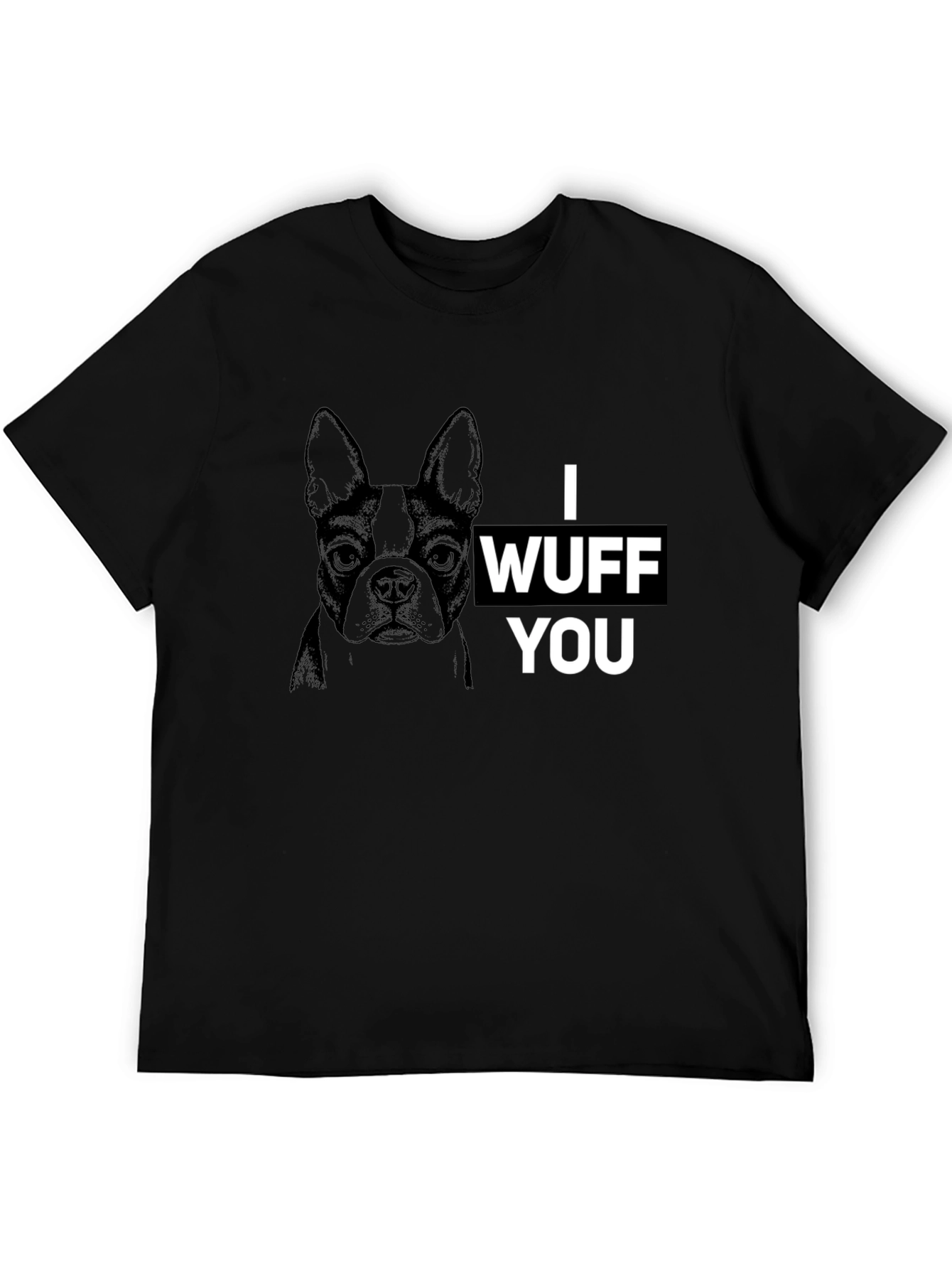 Black I Wuff You Graphic Tee - Black Cotton Blend view 5