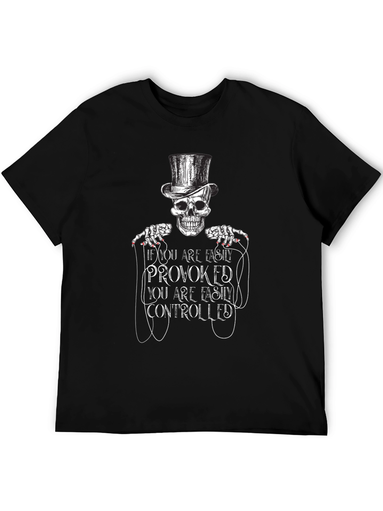 Black Provoked Controlled Skeleton Top Hat Graphic Tee - Black view 5