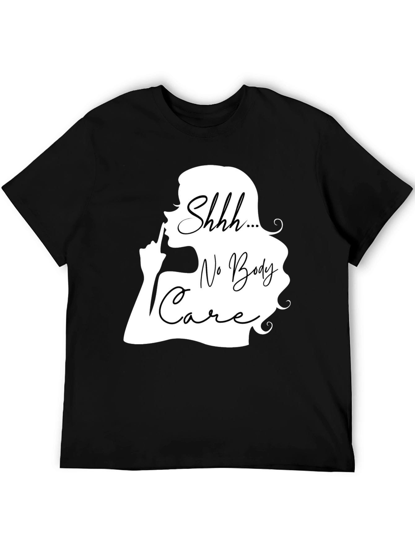 Black Shhh No Body Care Graphic Tee - Black Cotton T-Shirt view 5