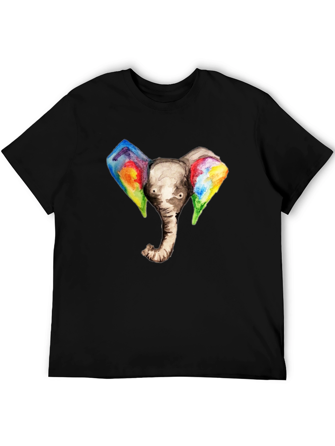 Black Elephant Rainbow Ears Graphic T-Shirt view 5