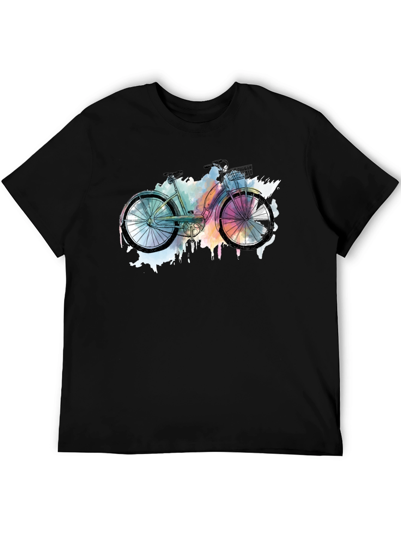 Black Watercolor Bicycle Graphic T-Shirt - Black view 5