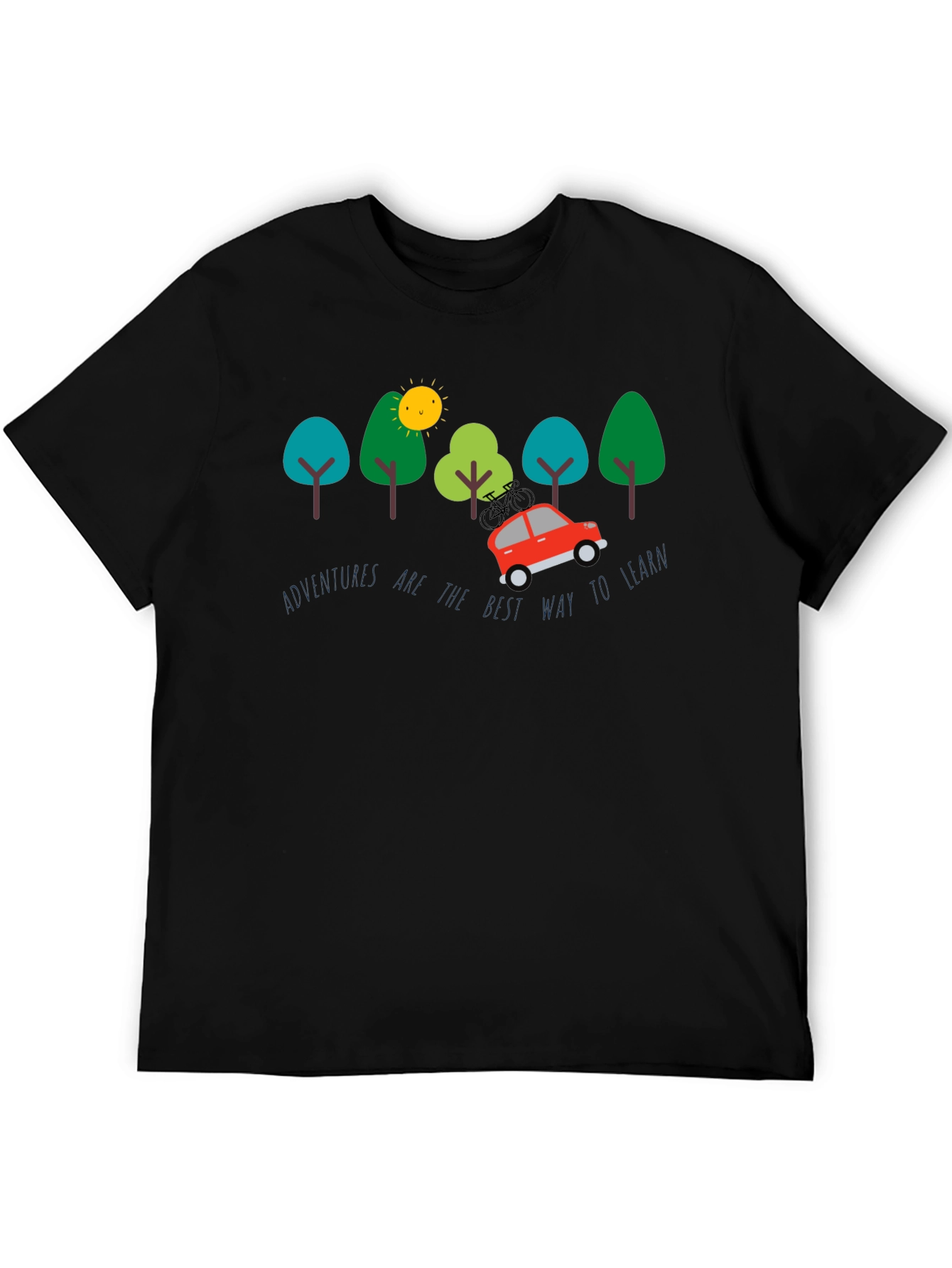 Black Adventure Awaits T-Shirt - Learn Through Travel view 5