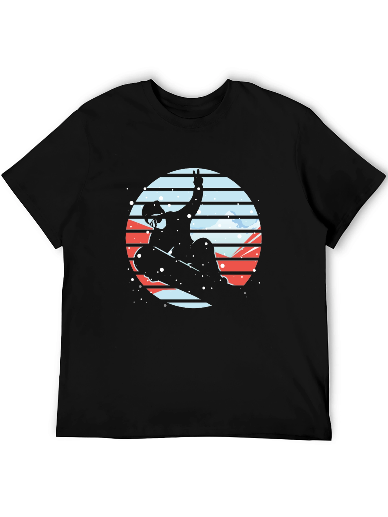 Black Snowboarder Silhouette Graphic Tee - Stylish & Unique Design view 5