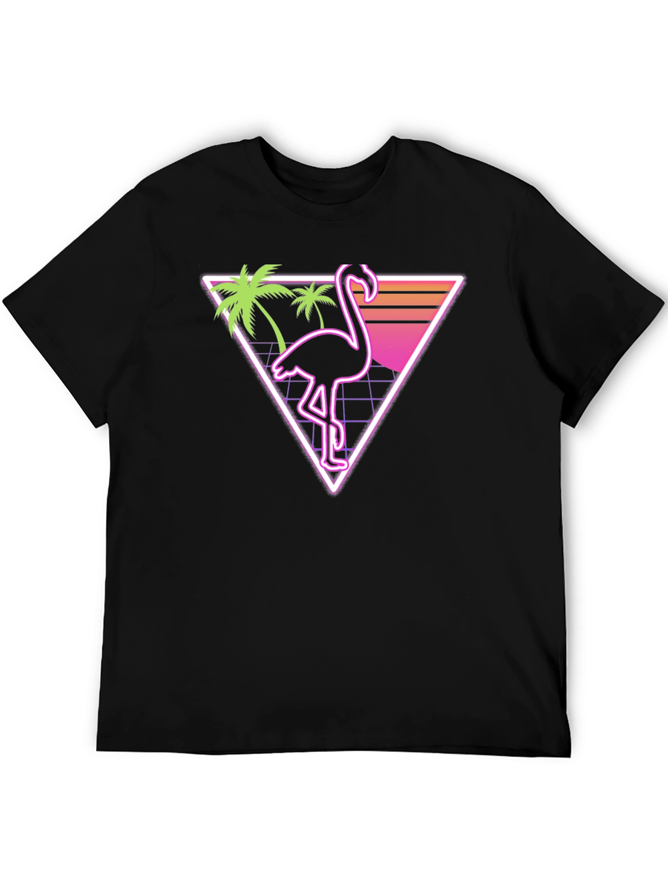 Black Retro Flamingo T-Shirt - Vaporwave Style view 5
