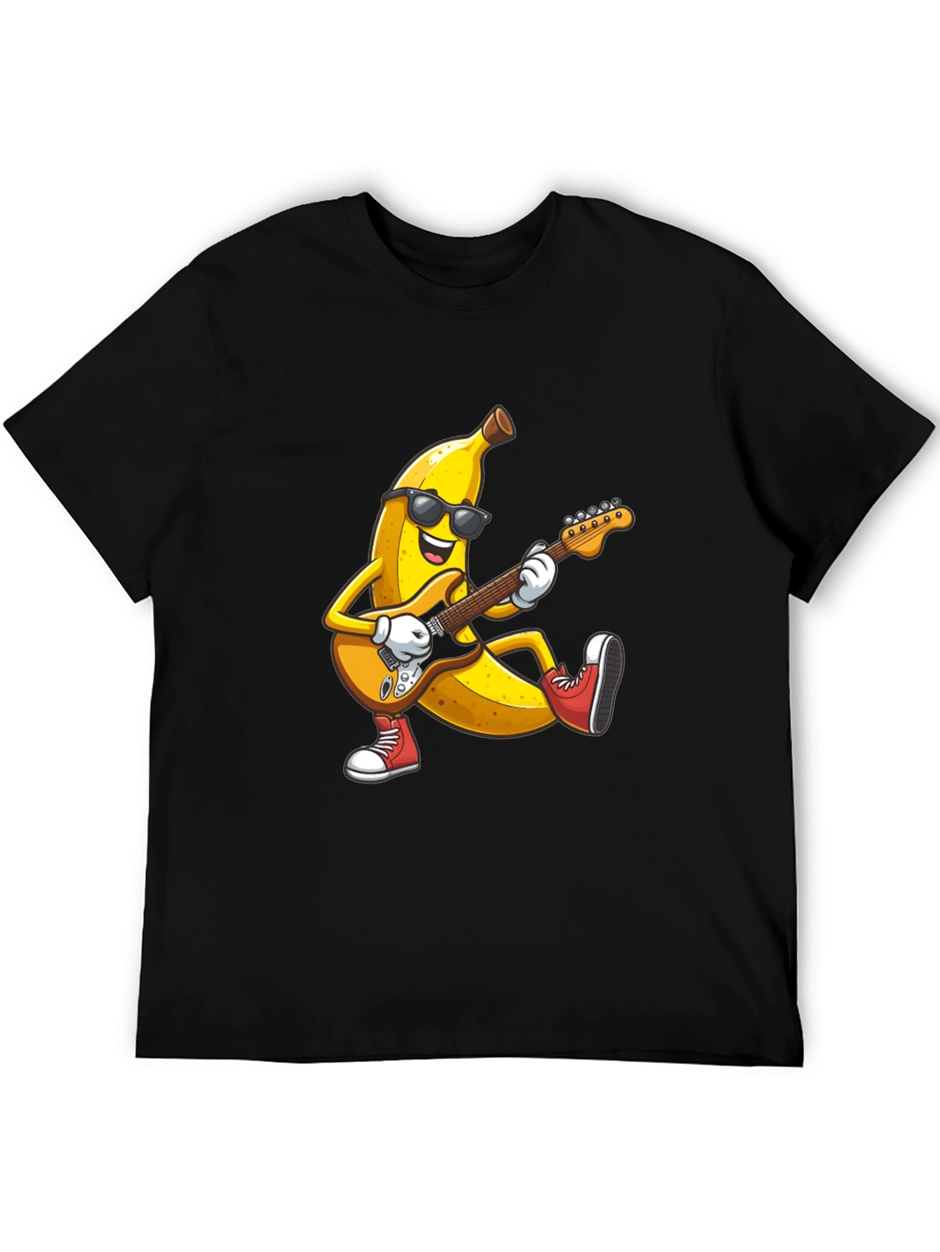 Black Banana Rocker T-Shirt - Cool Fruit Guitarist Tee view 5