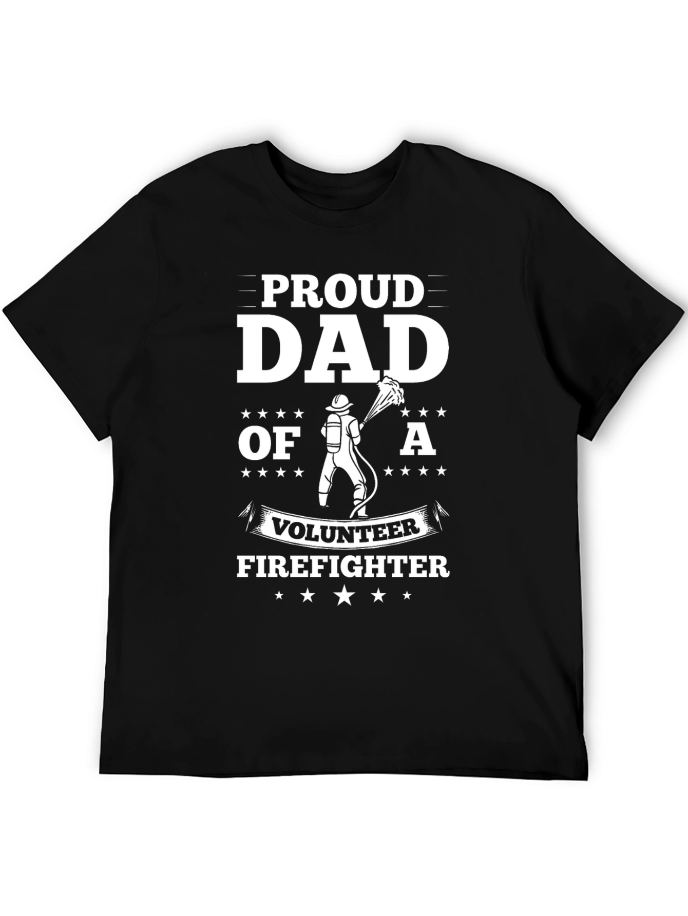 Black Proud Dad of a Volunteer Firefighter T-Shirt view 5