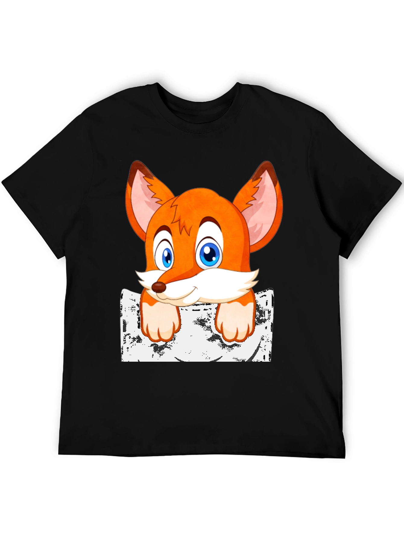 Black Cartoon Fox Graphic Print T-Shirt view 5