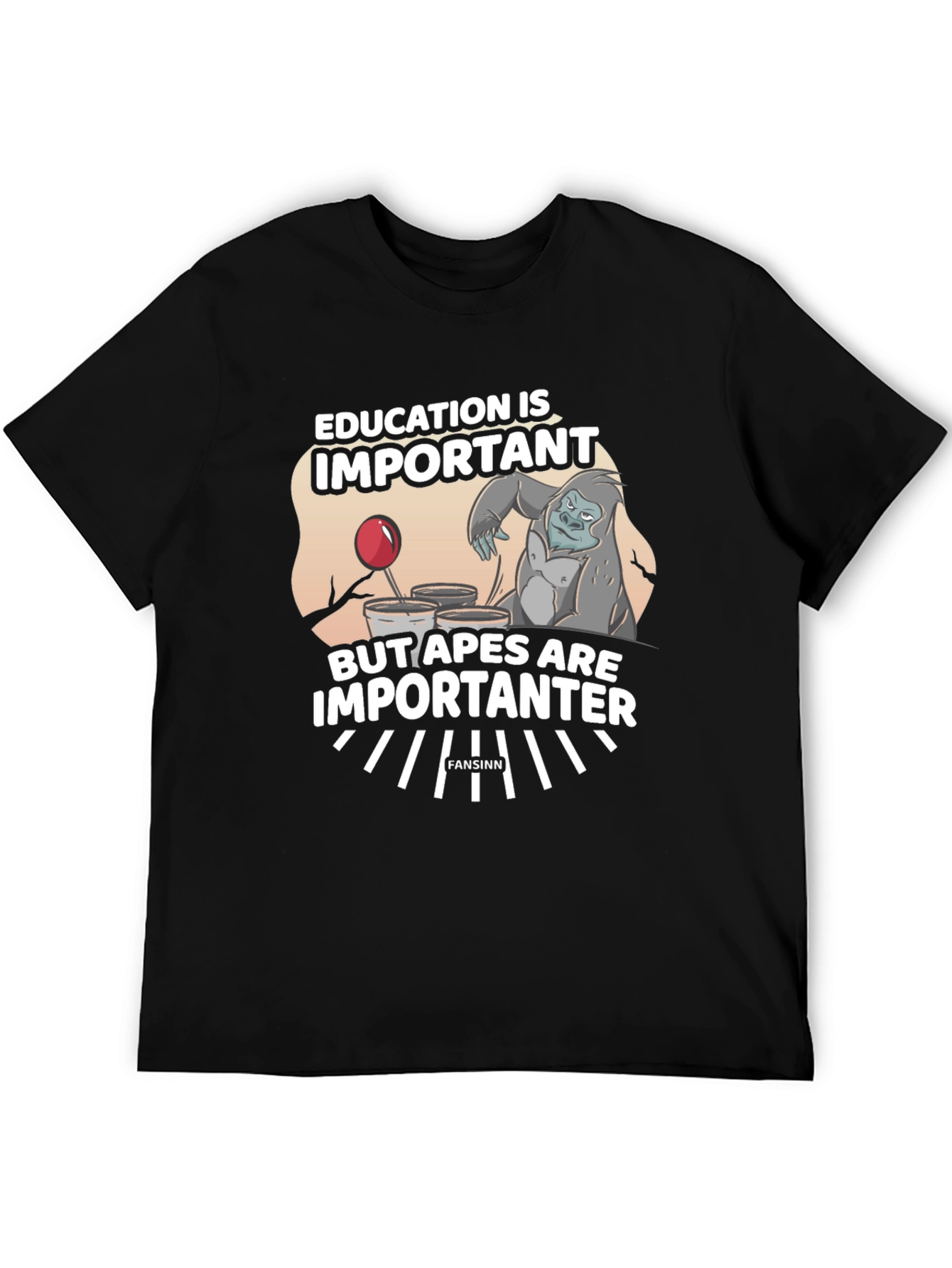 Black Education vs Apes Graphic T-Shirt view 5