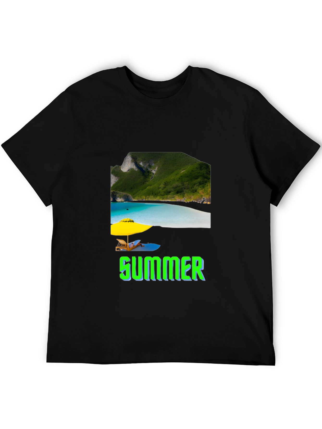 Black Summer Beach Graphic T-Shirt view 5