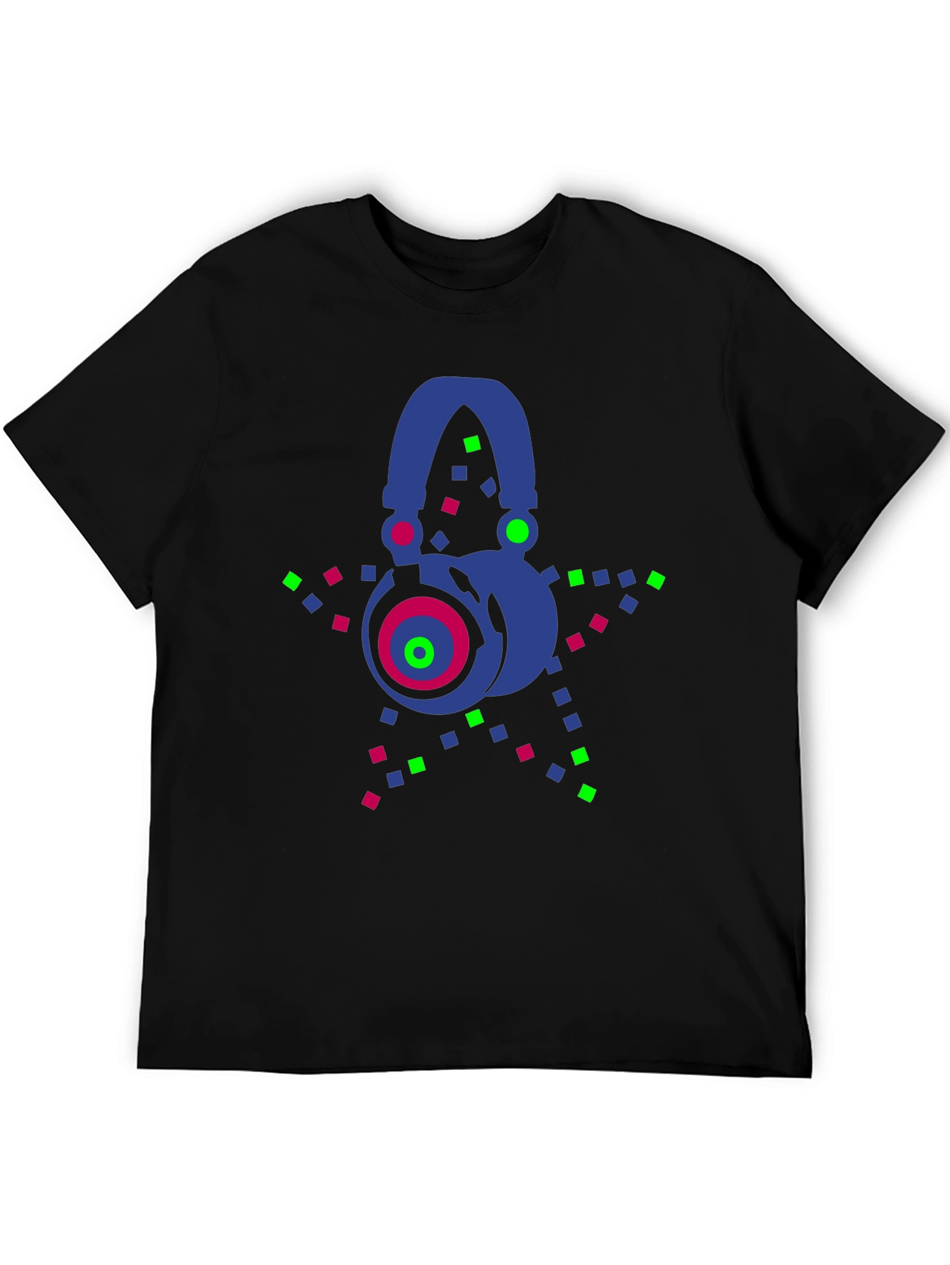 Black Neon Headphones Graphic Tee view 5
