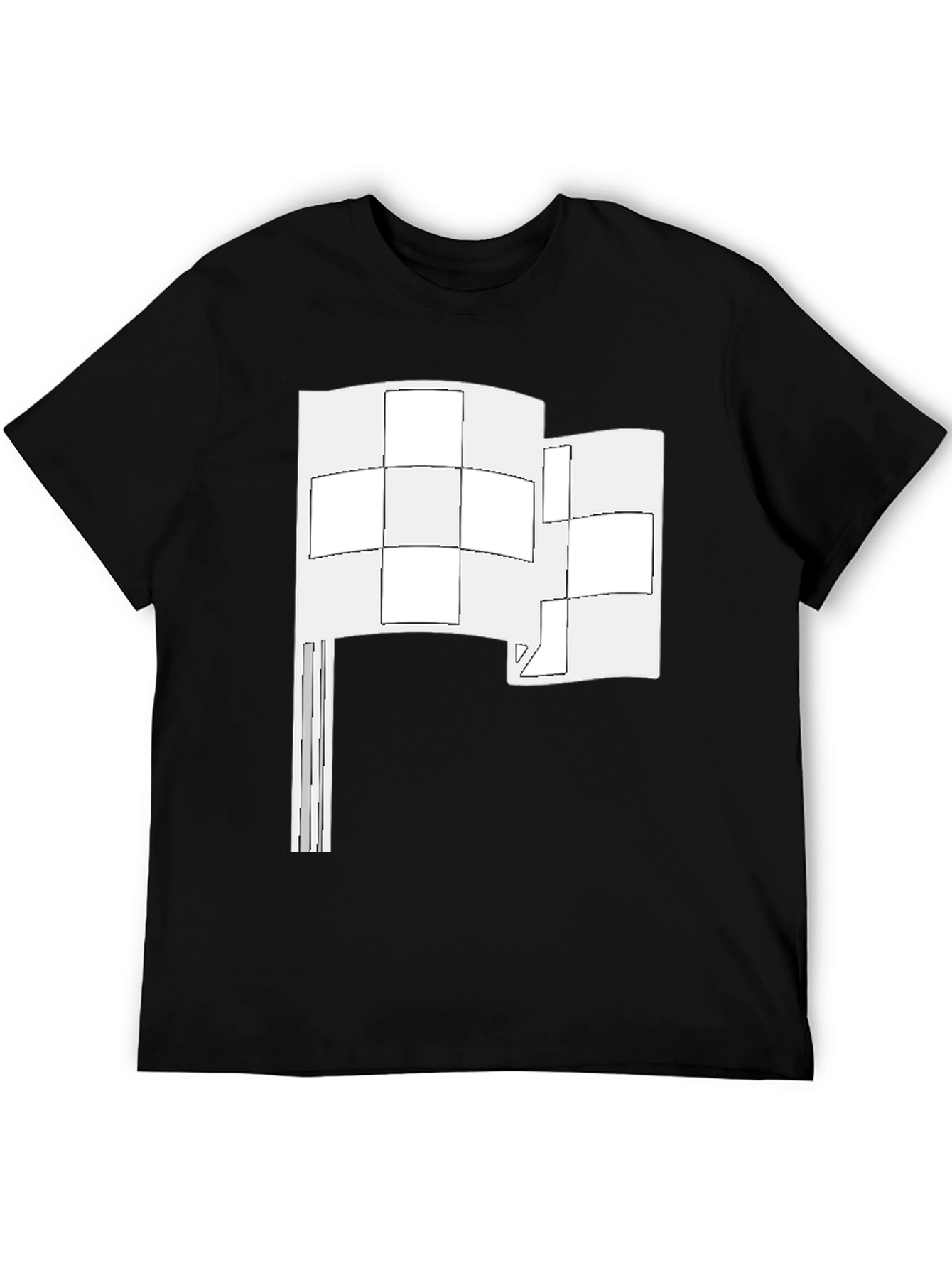 Black Abstract Flag Graphic Tee - Black Cotton Shirt view 5